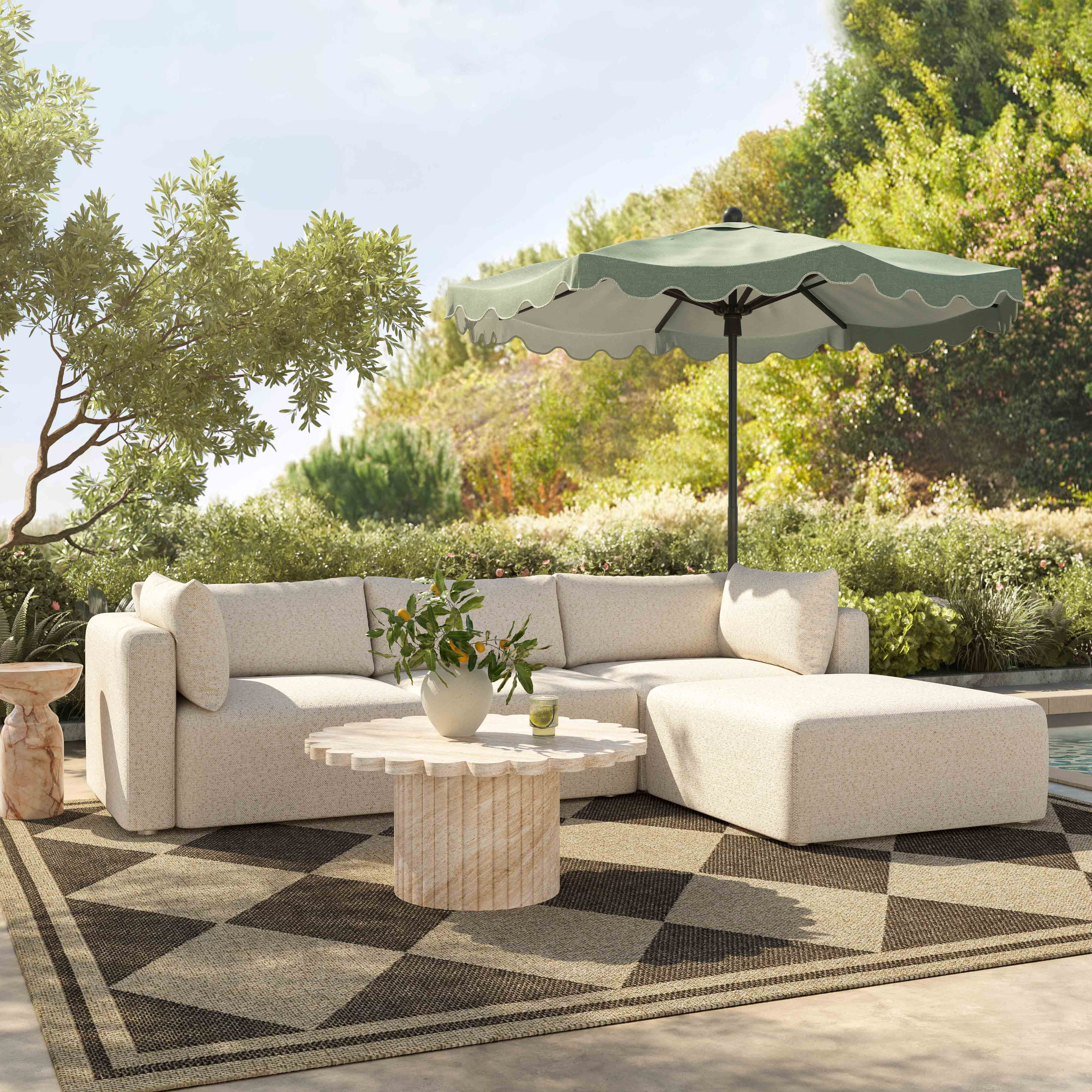 Hangover Cream Performance Fabric Outdoor Ottoman