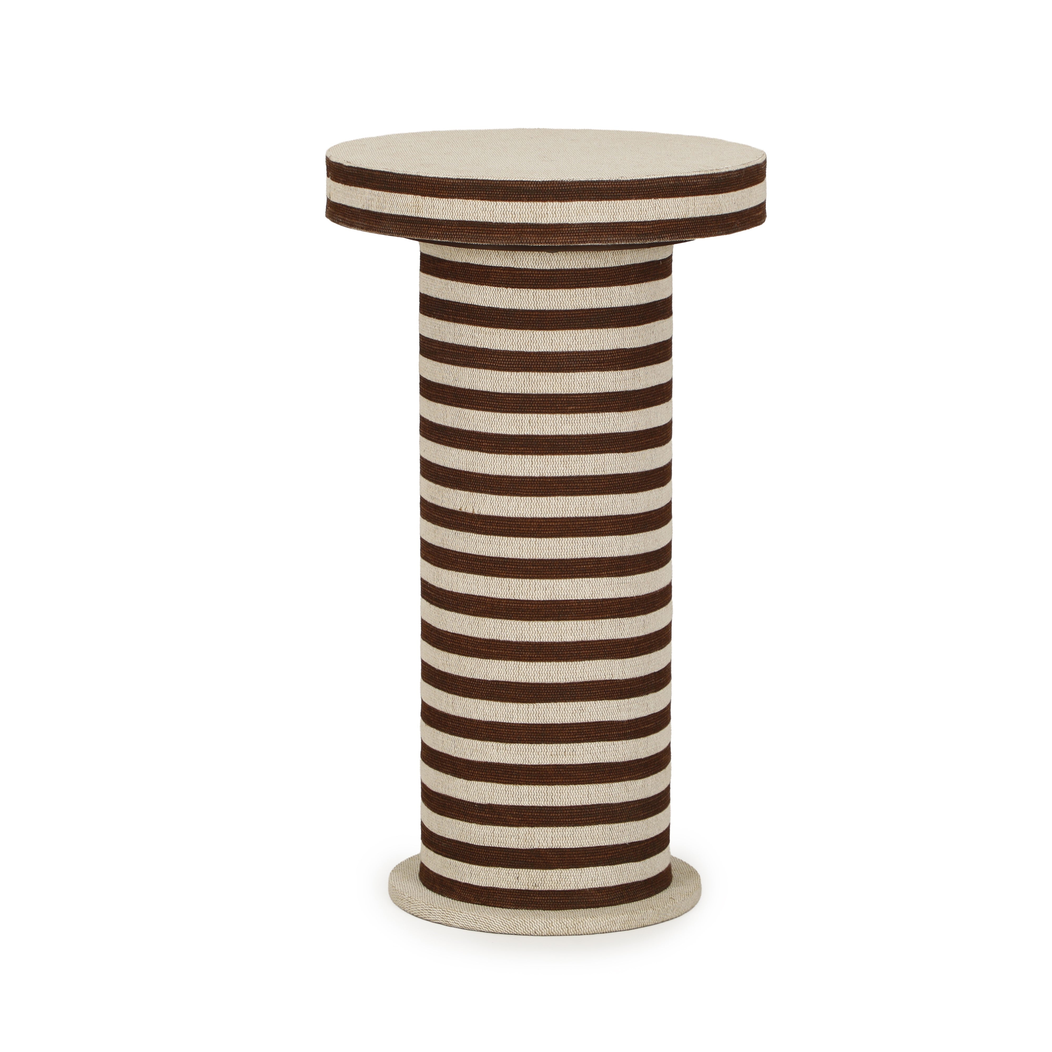 Lyra Natural Striped Cotton Jute Contract-Grade Side Table
