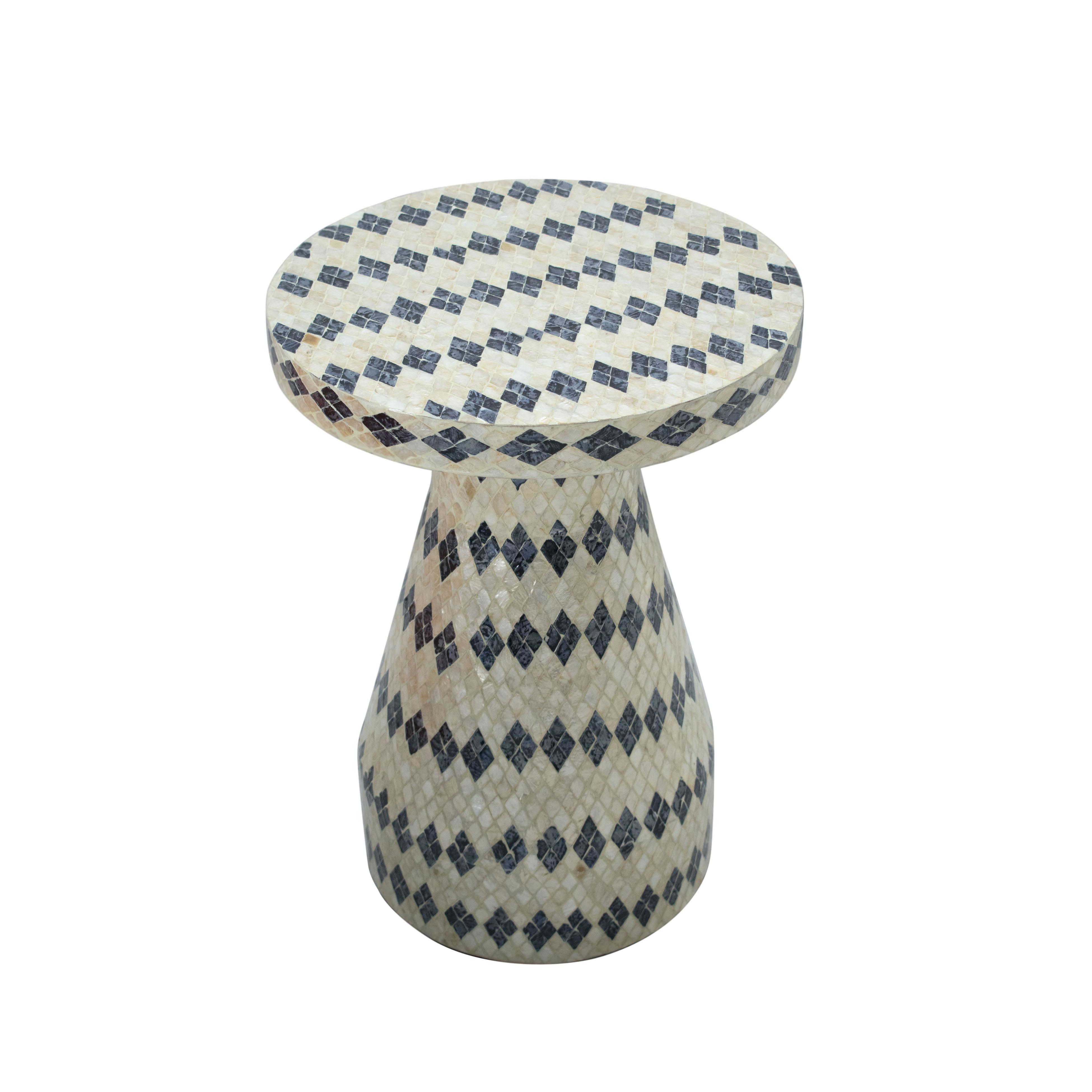 Halio Cream & Blue Checkered Shell Side Table Side & End Tables TOV Furniture , Black Friday Sale TOV Furniture Furniture Sale, Old Bones Co, Mid Century Furniture Sale, Four Hands Furniture, Black Friday Sale Halio Cream & Blue Checkered Shell Side Table,Gus Sale, Perigold Halio Cream & Blue Checkered Shell Side Table Side & End Tables Black Friday Sale , Perigold Sale Halio Cream & Blue Checkered Shell Side Table,Halio Cream & Blue Checkered Shell Side Table Lulu and Georgia, Burke Decor Sale Halio Cream 