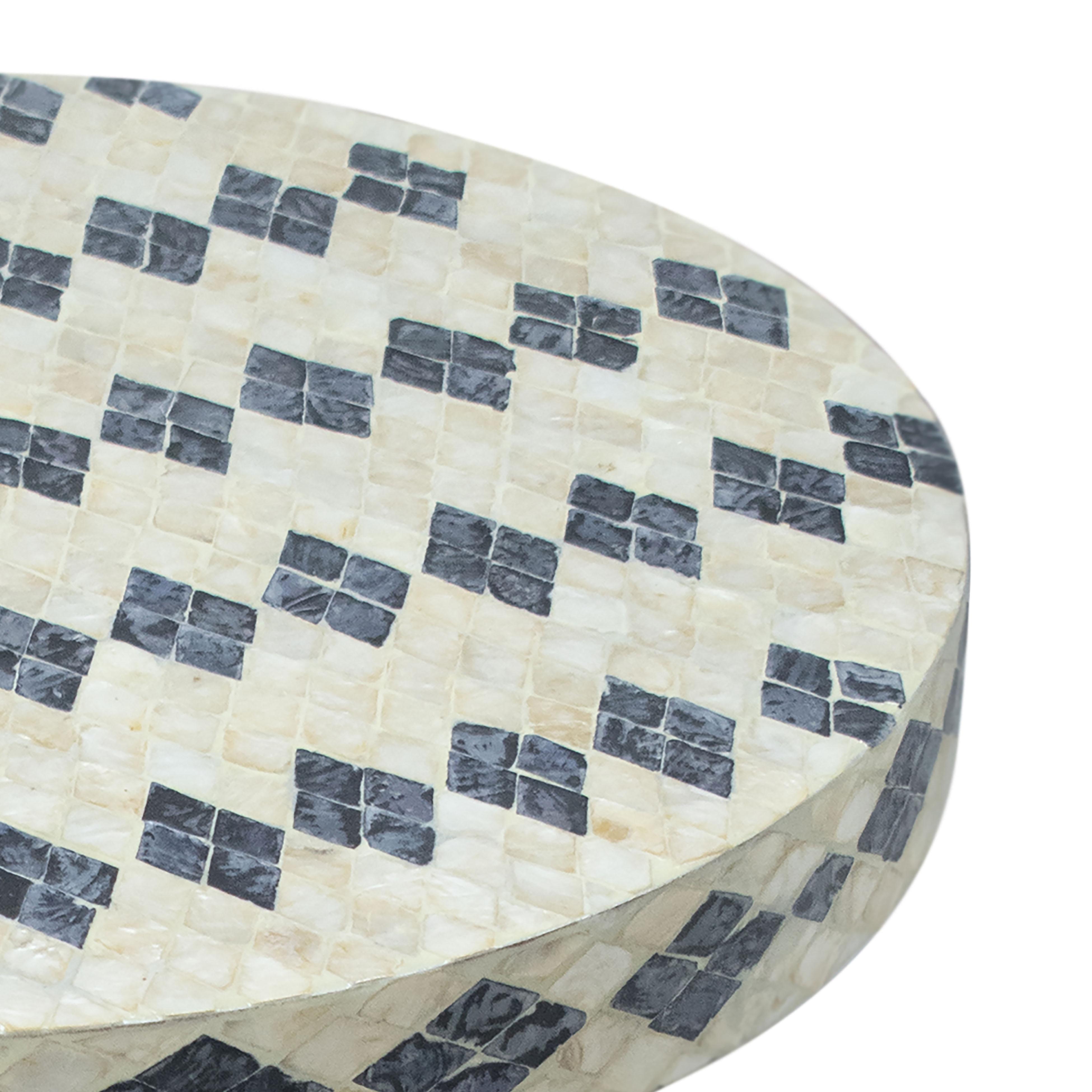 Halio Cream & Blue Checkered Shell Side Table Side & End Tables TOV Furniture , Black Friday Sale TOV Furniture Furniture Sale, Old Bones Co, Mid Century Furniture Sale, Four Hands Furniture, Black Friday Sale Halio Cream & Blue Checkered Shell Side Table,Gus Sale, Perigold Halio Cream & Blue Checkered Shell Side Table Side & End Tables Black Friday Sale , Perigold Sale Halio Cream & Blue Checkered Shell Side Table,Halio Cream & Blue Checkered Shell Side Table Lulu and Georgia, Burke Decor Sale Halio Cream 