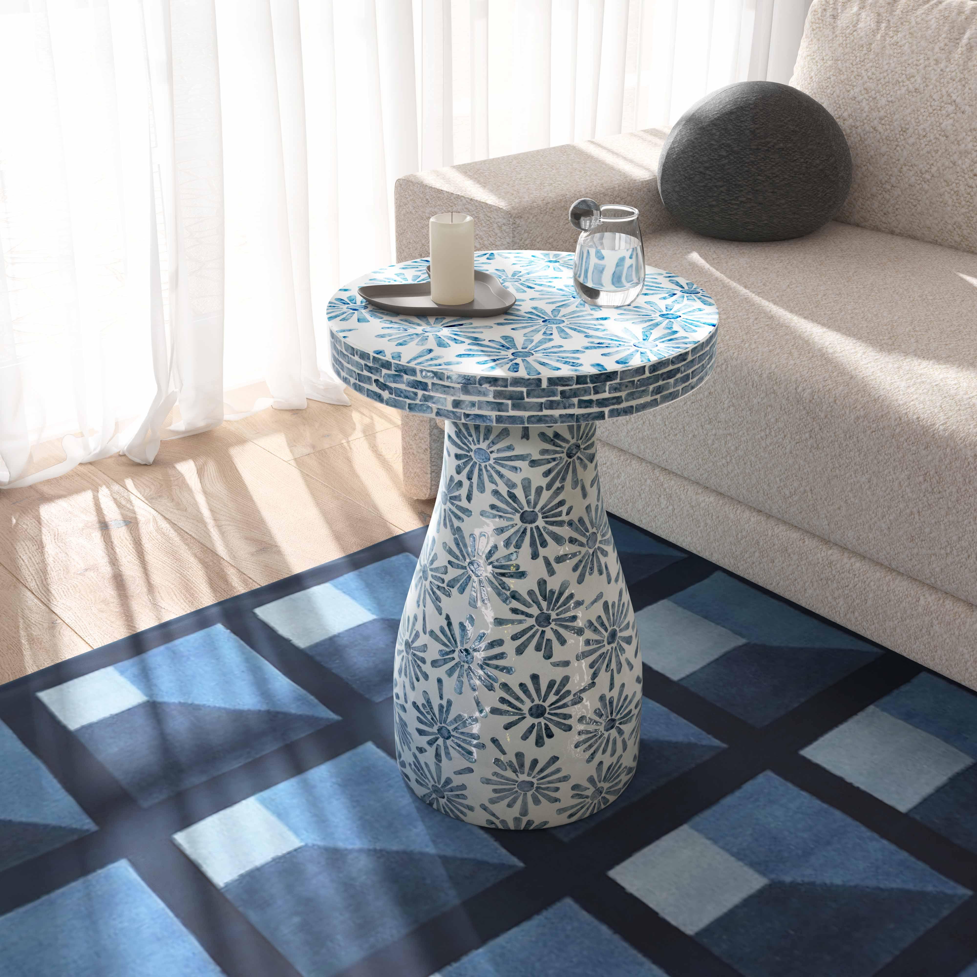 Halio Blue Floral Shell Side Table Side & End Tables TOV Furniture , Black Friday Sale TOV Furniture Furniture Sale, Old Bones Co, Mid Century Furniture Sale, Four Hands Furniture, Black Friday Sale Halio Blue Floral Shell Side Table,Gus Sale, Perigold Halio Blue Floral Shell Side Table Side & End Tables Black Friday Sale , Perigold Sale Halio Blue Floral Shell Side Table,Halio Blue Floral Shell Side Table Lulu and Georgia, Burke Decor Sale Halio Blue Floral Shell Side Table, www.oldbonesco.com