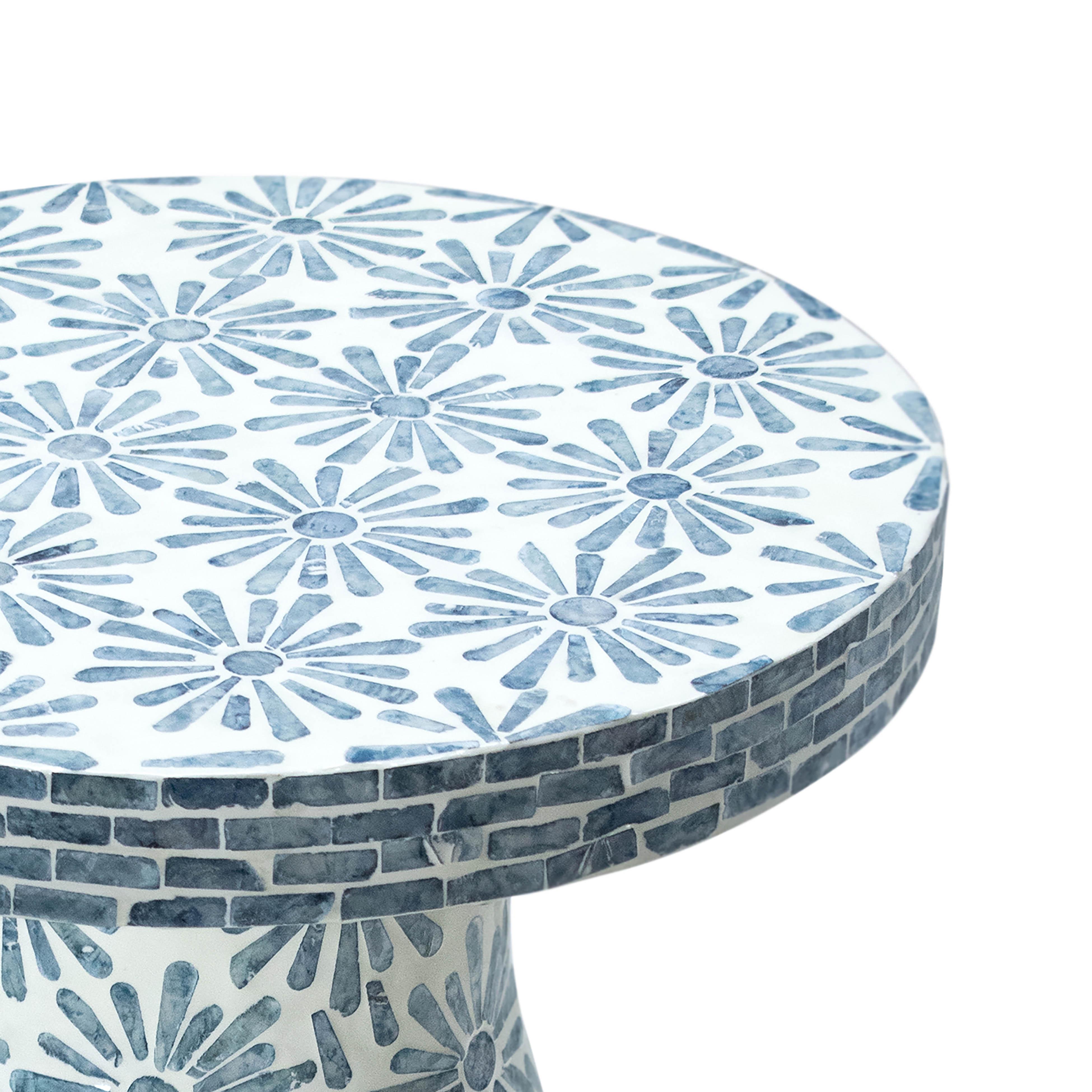 Halio Blue Floral Shell Side Table Side & End Tables TOV Furniture , Black Friday Sale TOV Furniture Furniture Sale, Old Bones Co, Mid Century Furniture Sale, Four Hands Furniture, Black Friday Sale Halio Blue Floral Shell Side Table,Gus Sale, Perigold Halio Blue Floral Shell Side Table Side & End Tables Black Friday Sale , Perigold Sale Halio Blue Floral Shell Side Table,Halio Blue Floral Shell Side Table Lulu and Georgia, Burke Decor Sale Halio Blue Floral Shell Side Table, www.oldbonesco.com