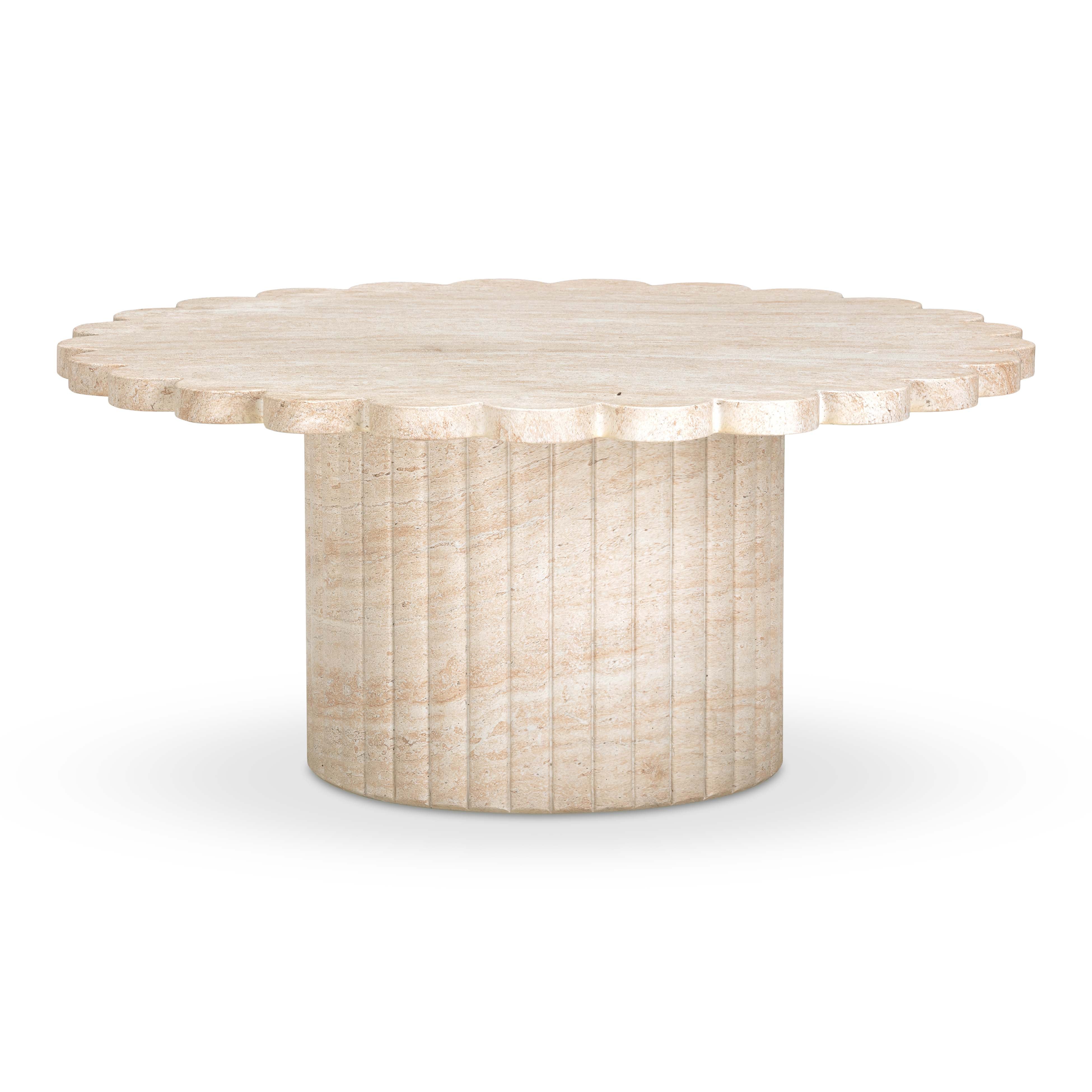 Blossom 36" Washed Faux Travertine Finish Indoor/Outdoor Round Coffee Table