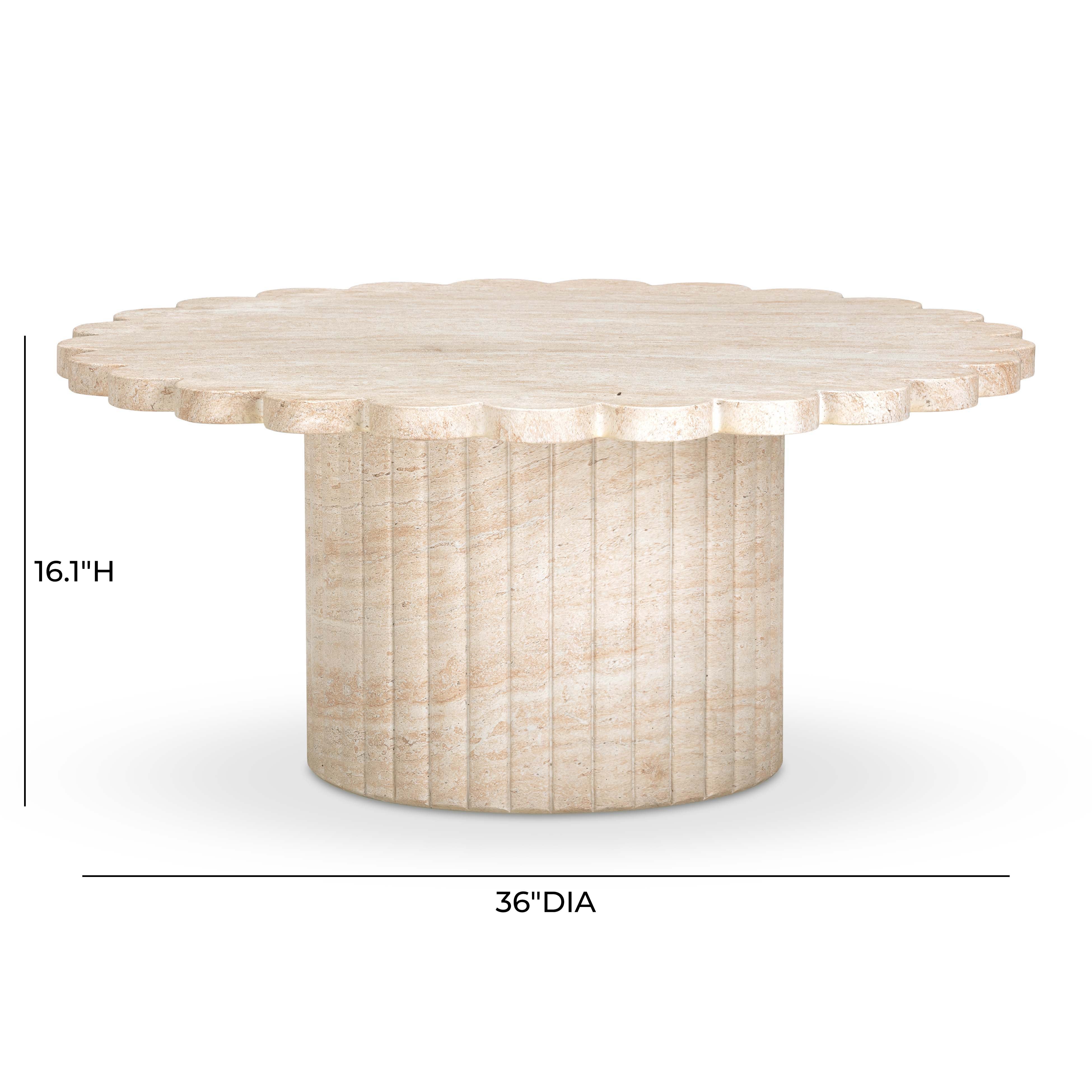 Blossom 36" Washed Faux Travertine Finish Indoor/Outdoor Round Coffee Table