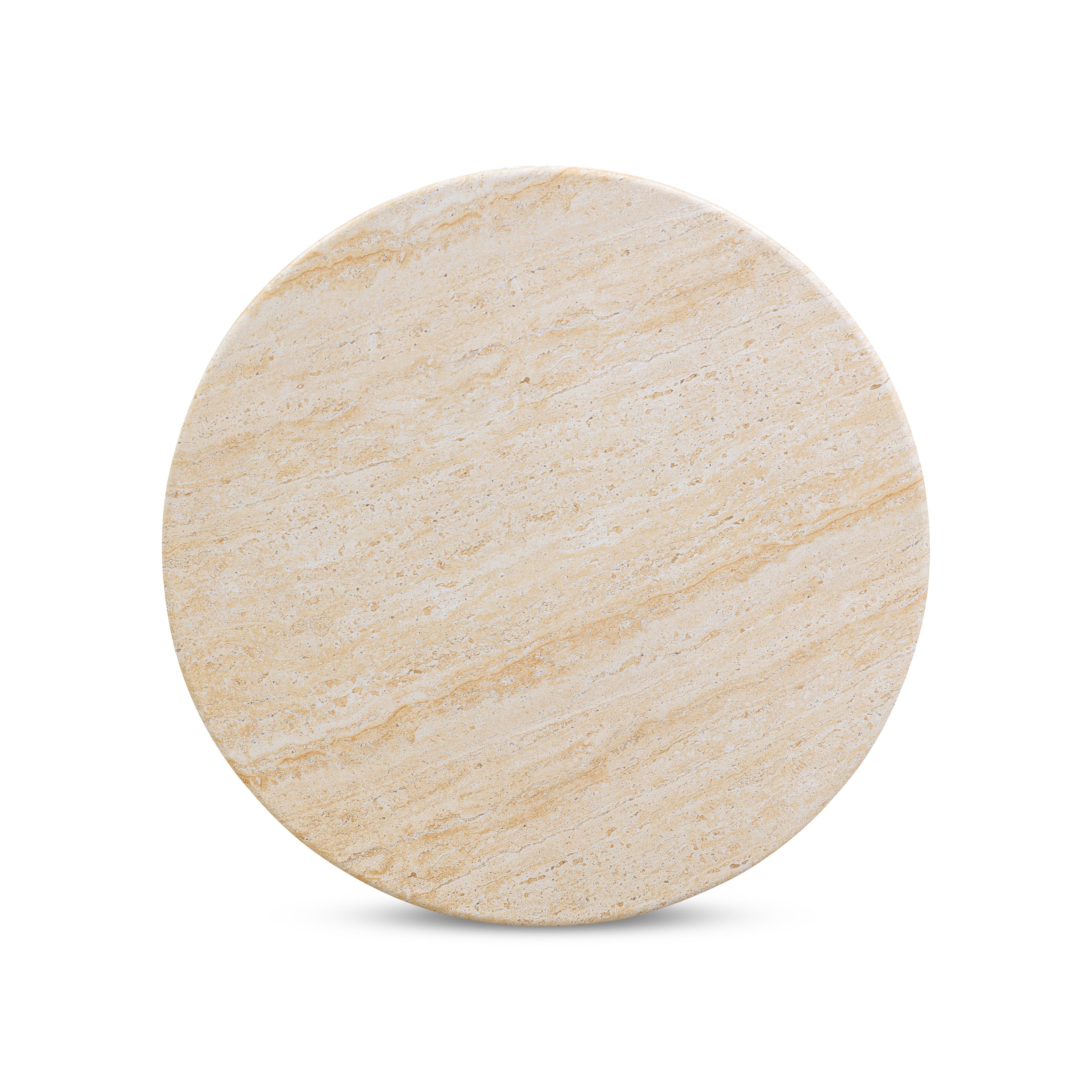 Amora 26"-32" Faux Travertine Indoor/Outdoor Round Accent Table