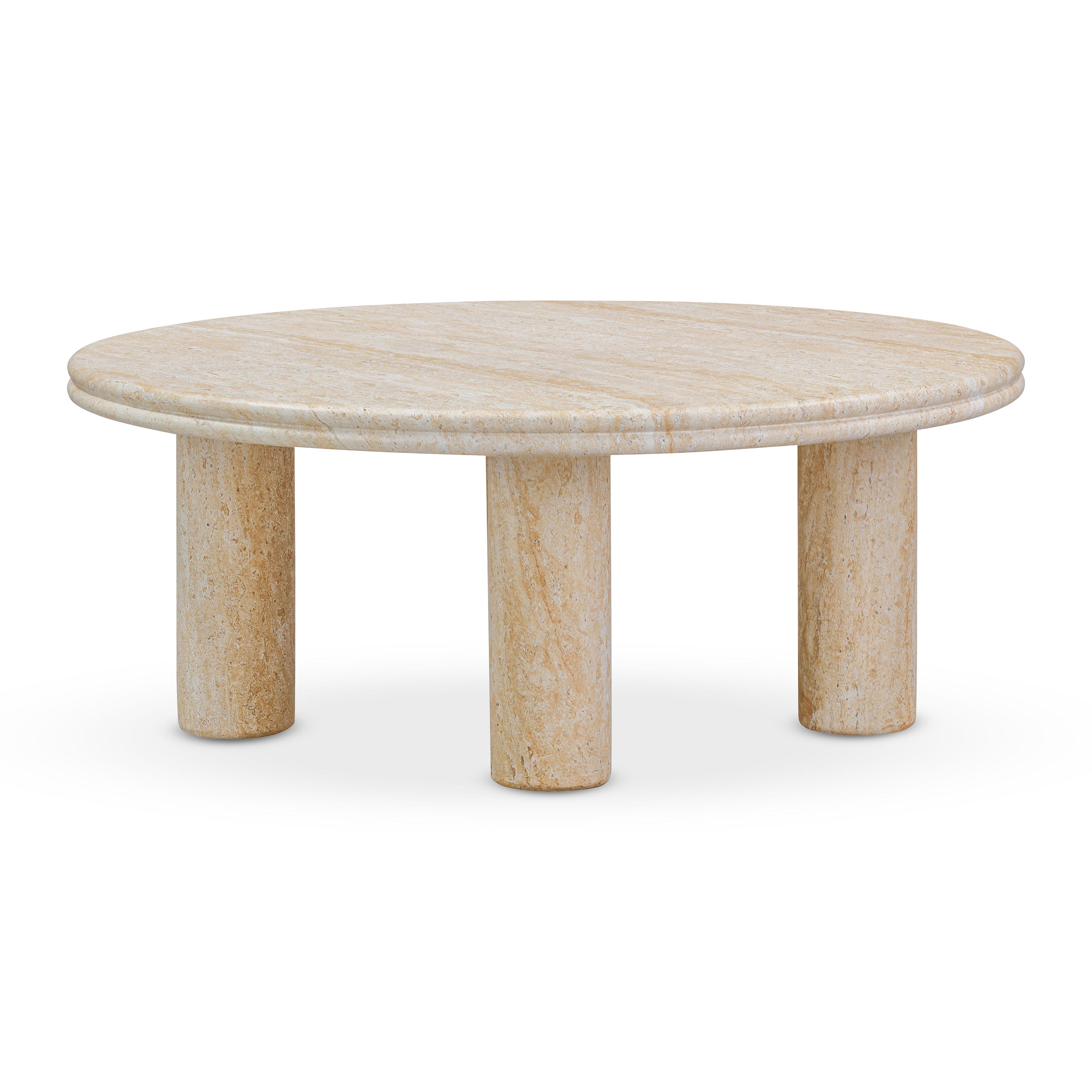 Amora 26"-32" Faux Travertine Indoor/Outdoor Round Accent Table