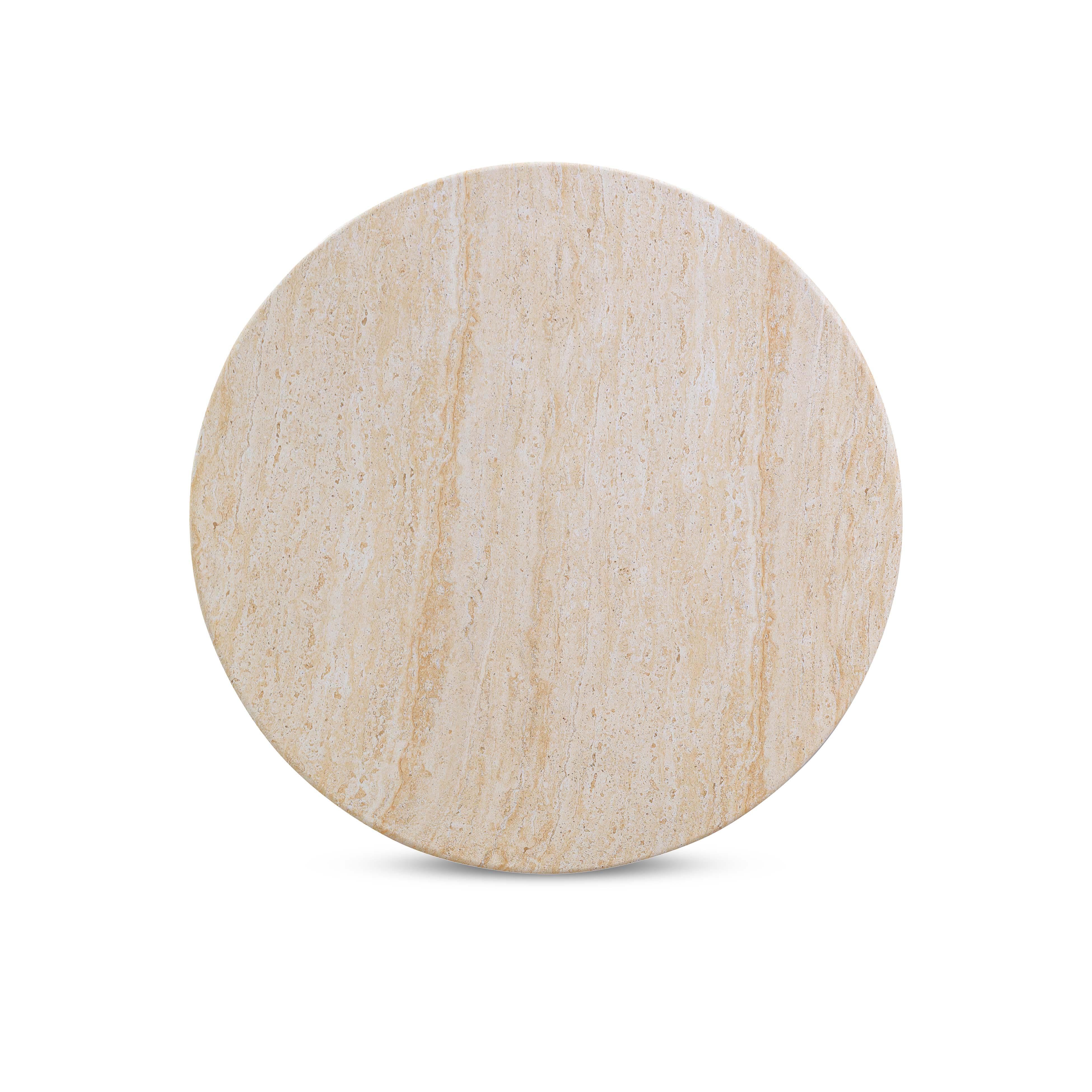 Amora 26"-32" Faux Travertine Indoor/Outdoor Round Accent Table