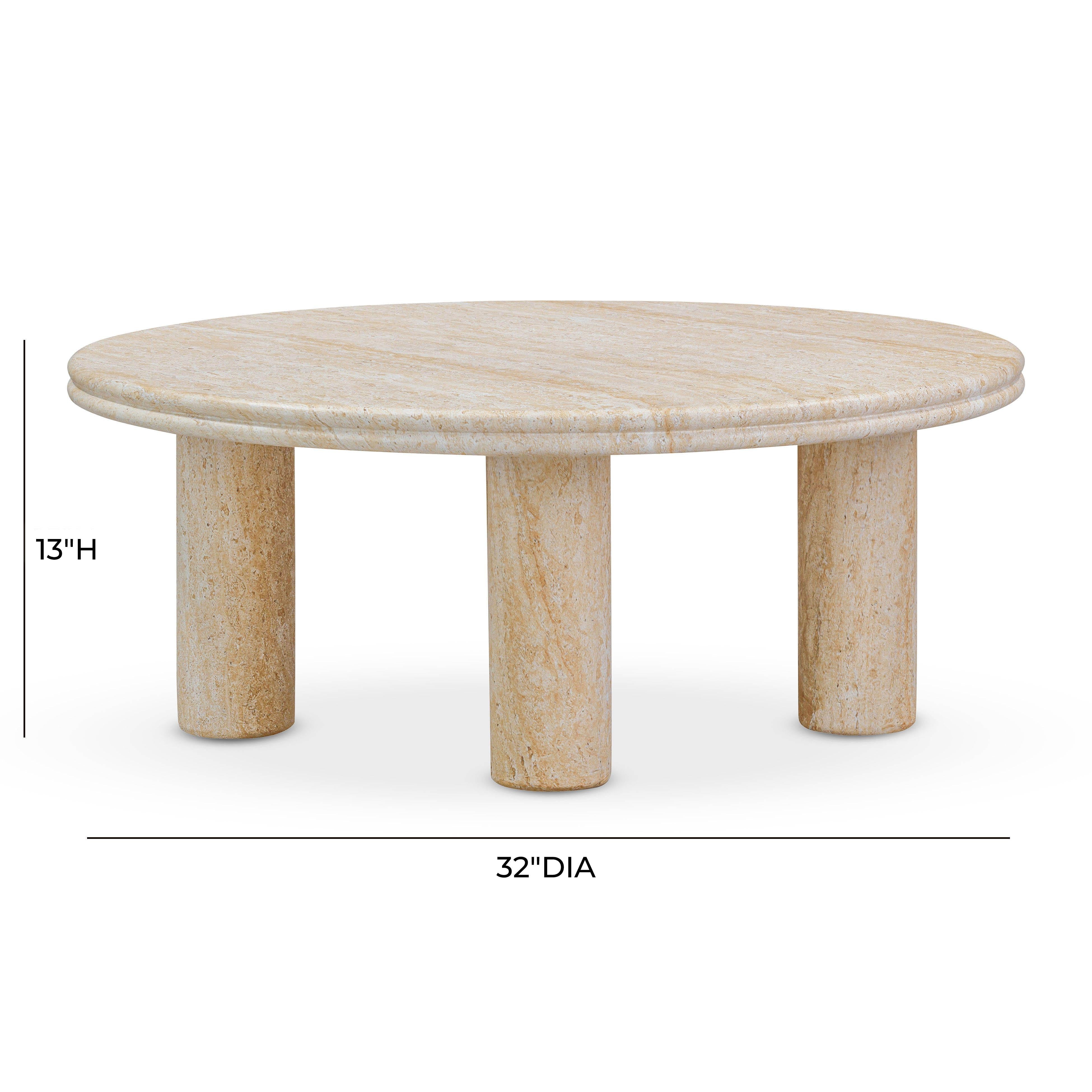 Amora 26"-32" Faux Travertine Indoor/Outdoor Round Accent Table