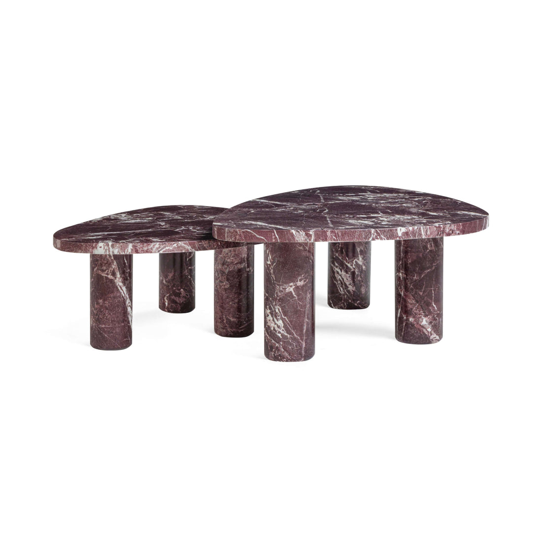 Libby 2-Piece Faux Red Levanto Marble Indoor/Outdoor Nesting Coffee Table Set
