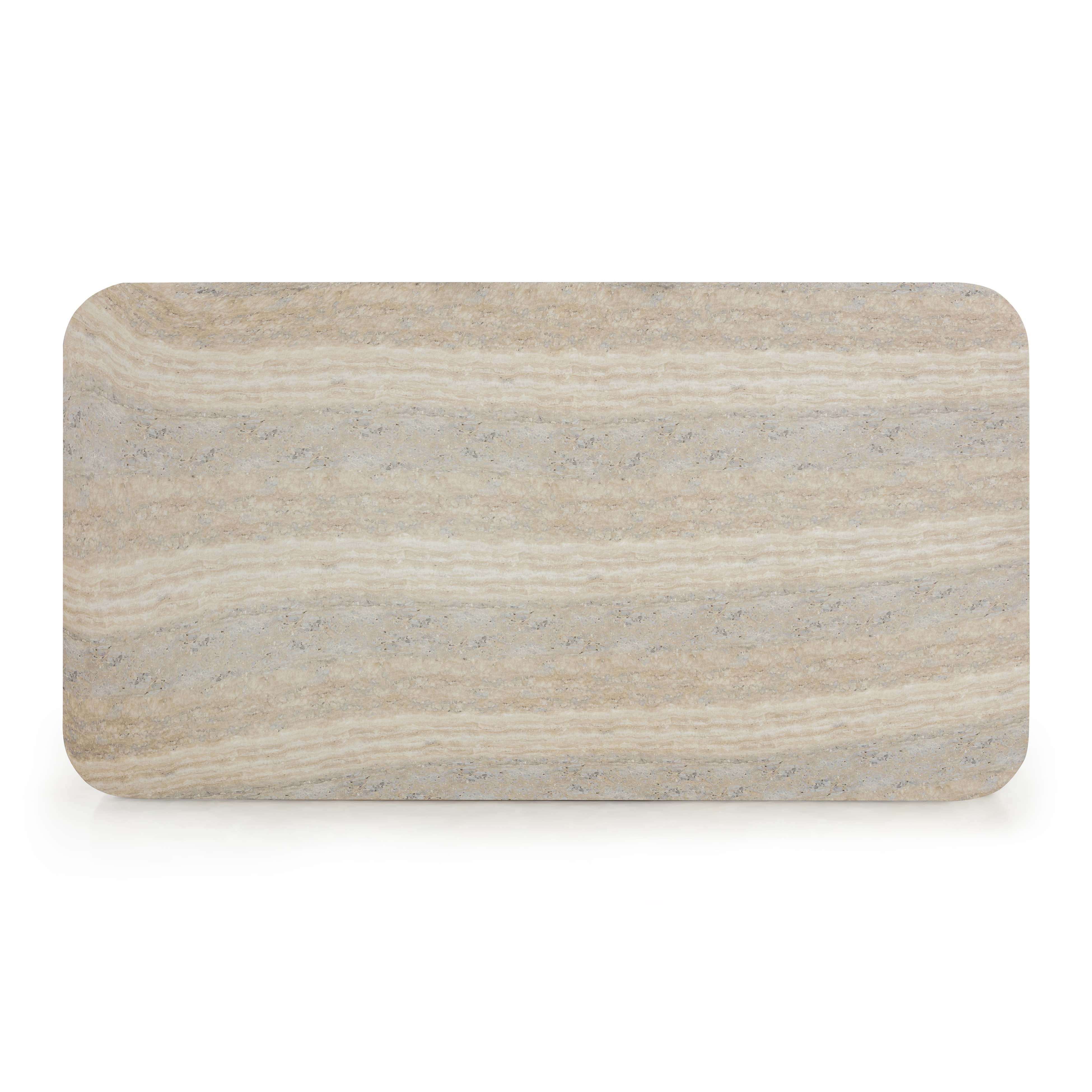 Tyche 55" Faux Travertine Indoor/Outdoor Concrete Rectangular Coffee Table