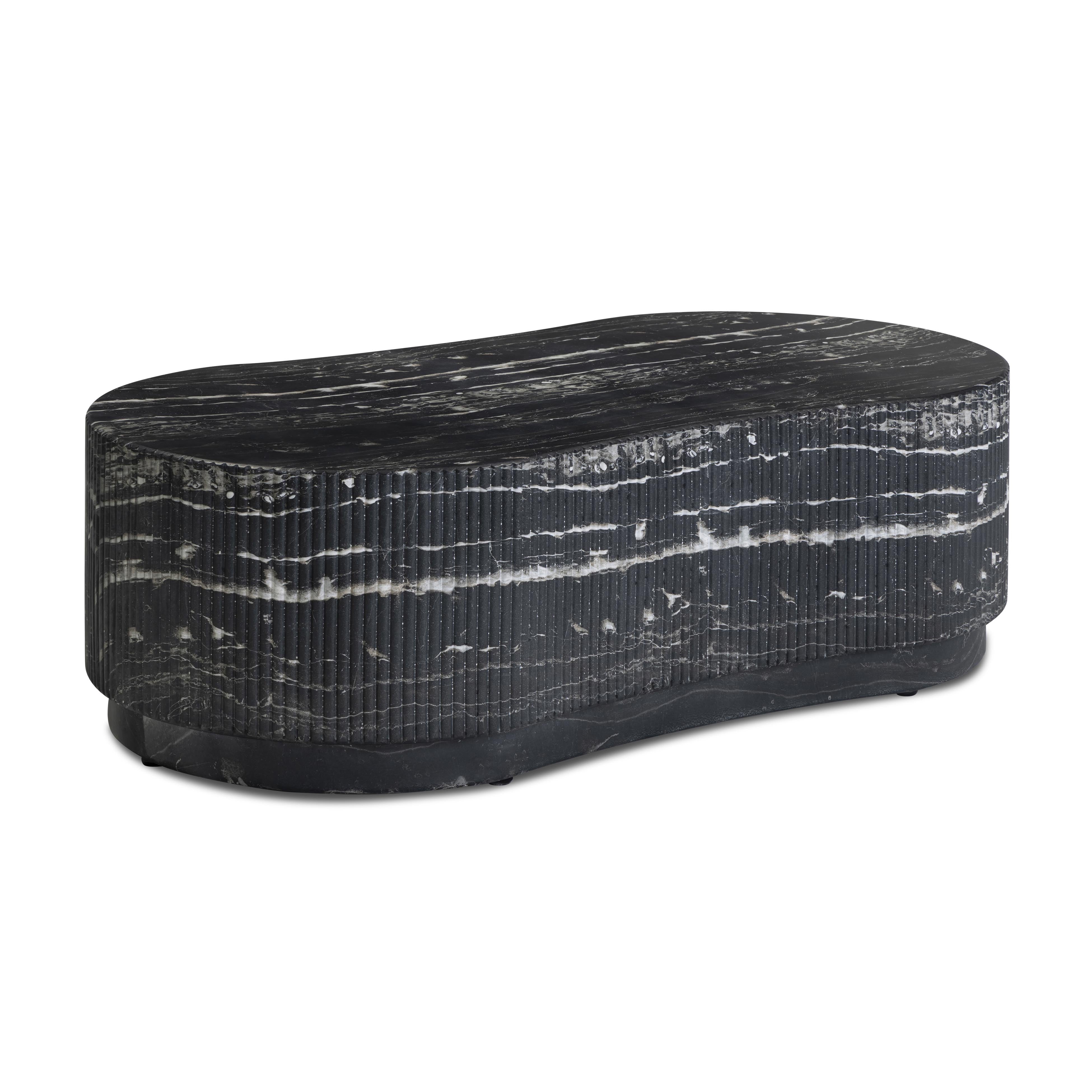 Hades 47" Black Faux Marble Indoor/Outdoor Concrete Coffee Table