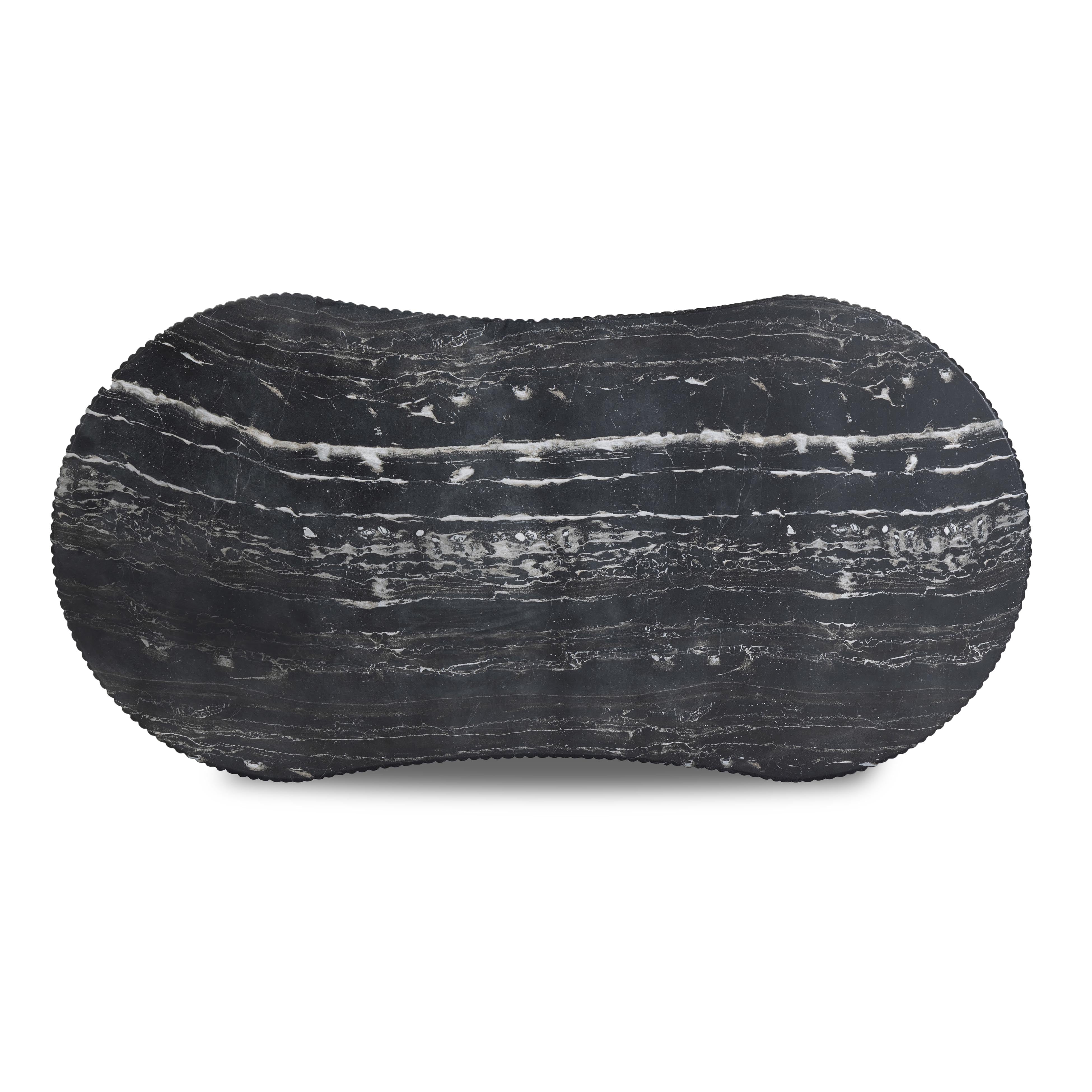 Hades 47" Black Faux Marble Indoor/Outdoor Concrete Coffee Table