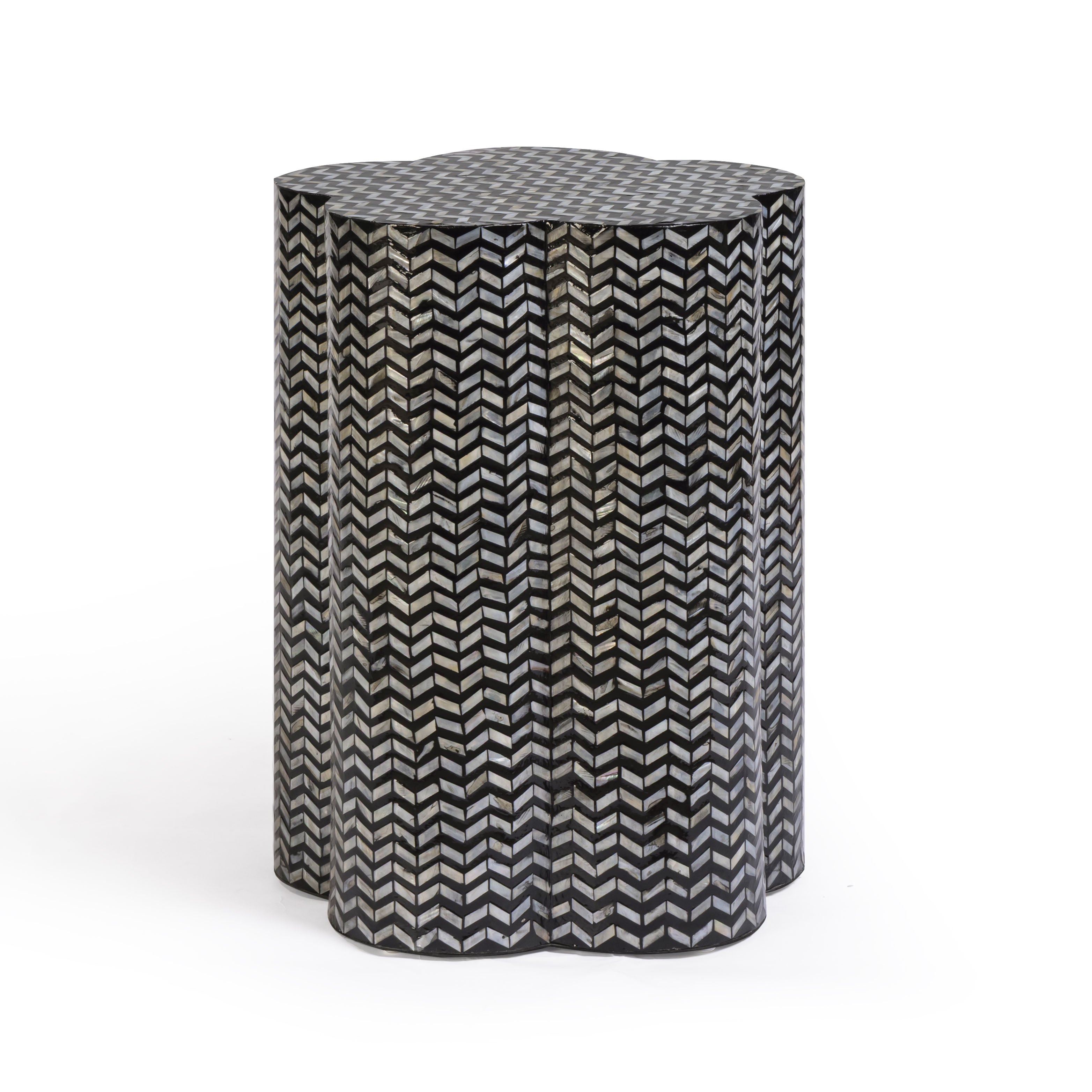 Truffle Black Mother of Pearl Shell Side Table