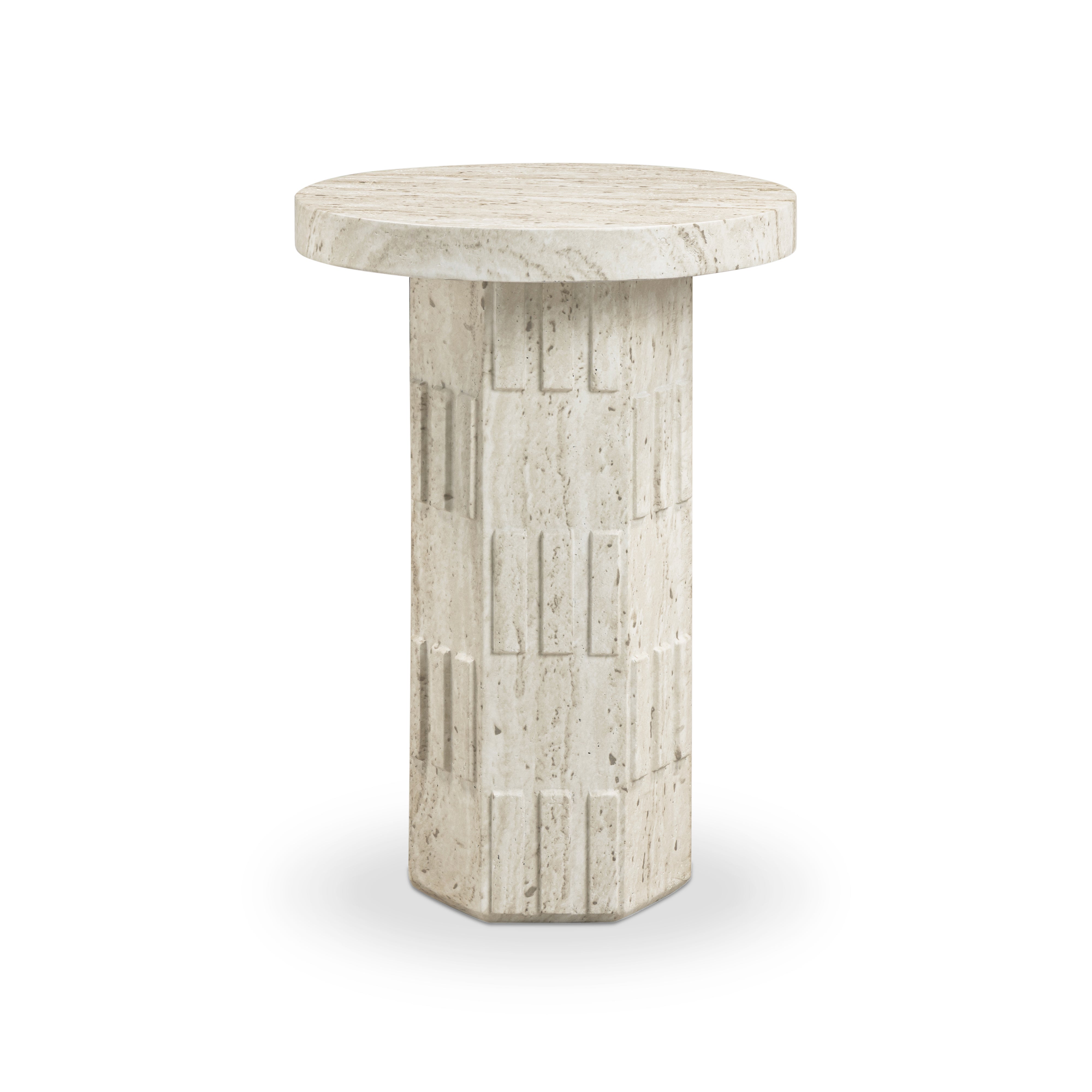 Asta Faux Travertine Indoor/Outdoor Concrete Side Table