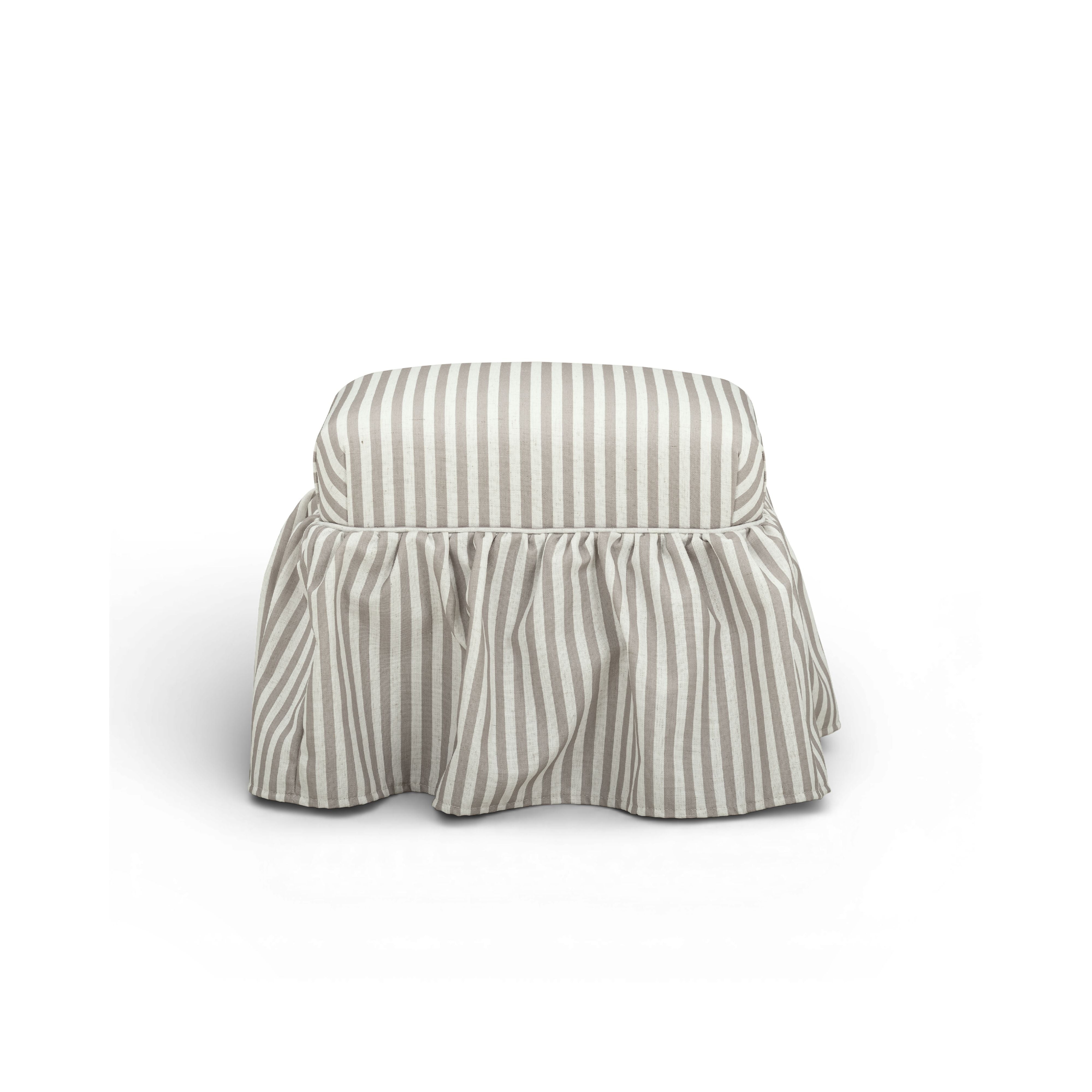 Gertrude Striped Performance Linen Skirted Ottoman
