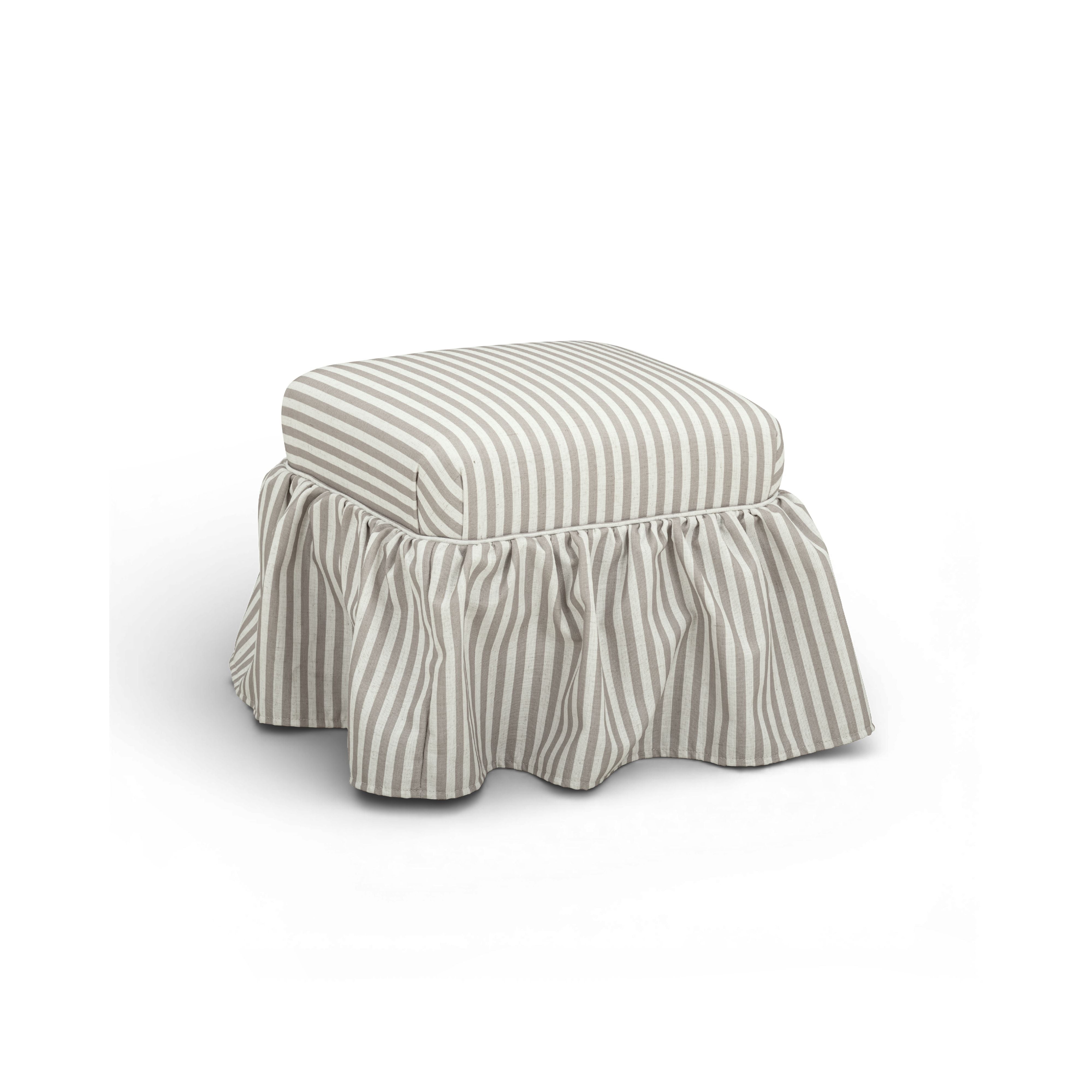 Gertrude Striped Performance Linen Skirted Ottoman