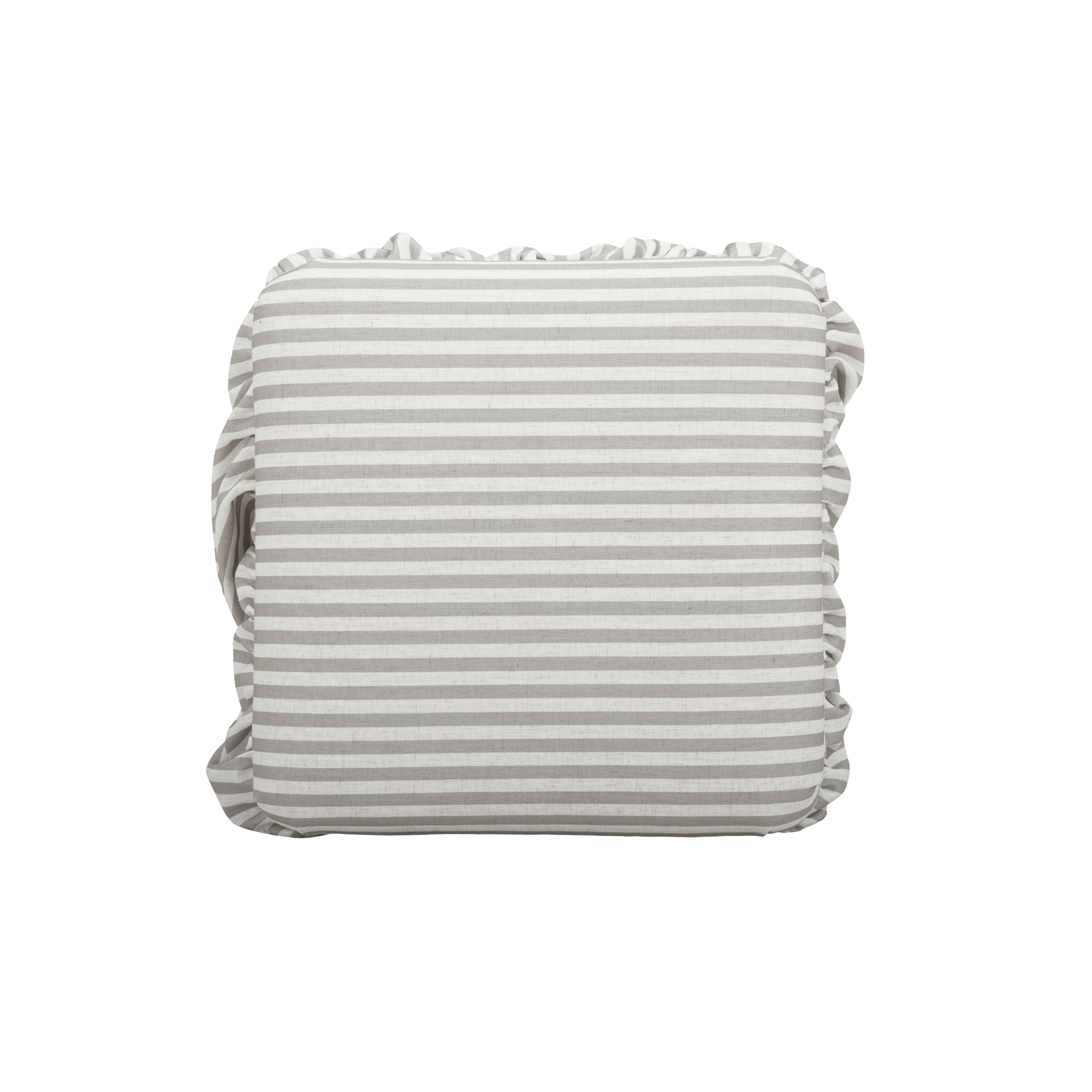 Gertrude Striped Performance Linen Skirted Ottoman
