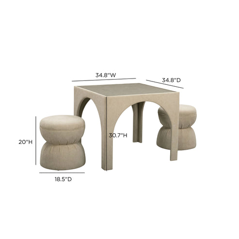 Tomlin Performance Chenille Game Table and Two Ottomans Set