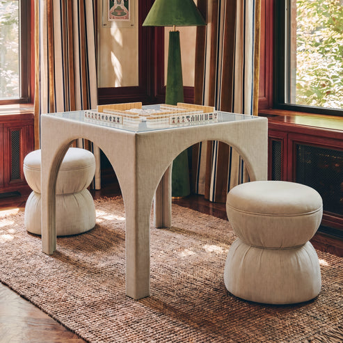 Tomlin Performance Chenille Game Table and Two Ottomans Set