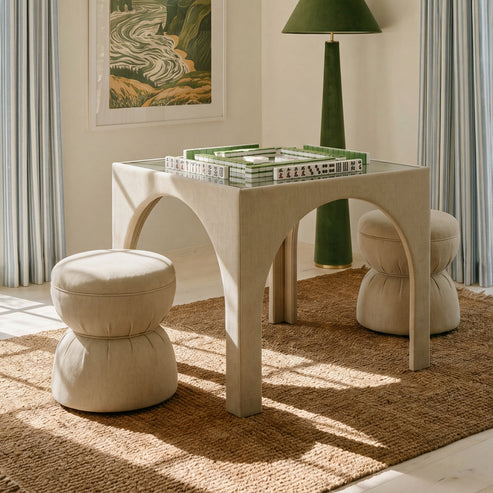 Tomlin Performance Chenille Game Table and Two Ottomans Set
