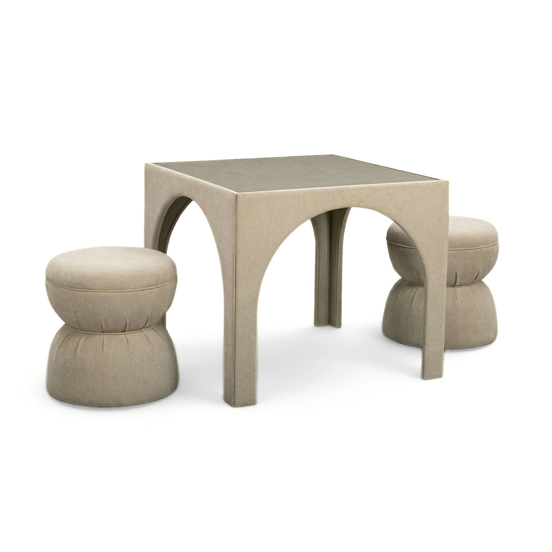 Tomlin Performance Chenille Game Table and Two Ottomans Set