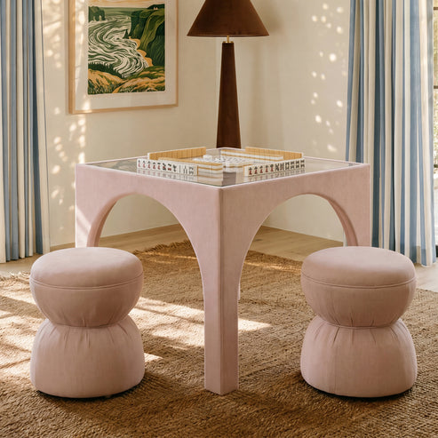 Tomlin Performance Chenille Game Table and Two Ottomans Set
