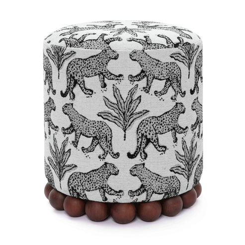 Dex Leopard Performance Jacquard Ottoman