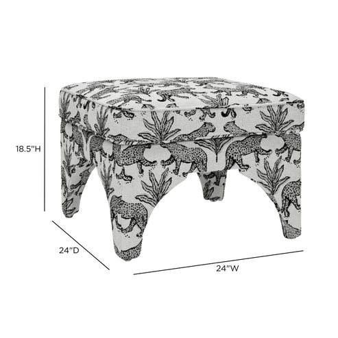 Raji Leopard Performance Jacquard Ottoman