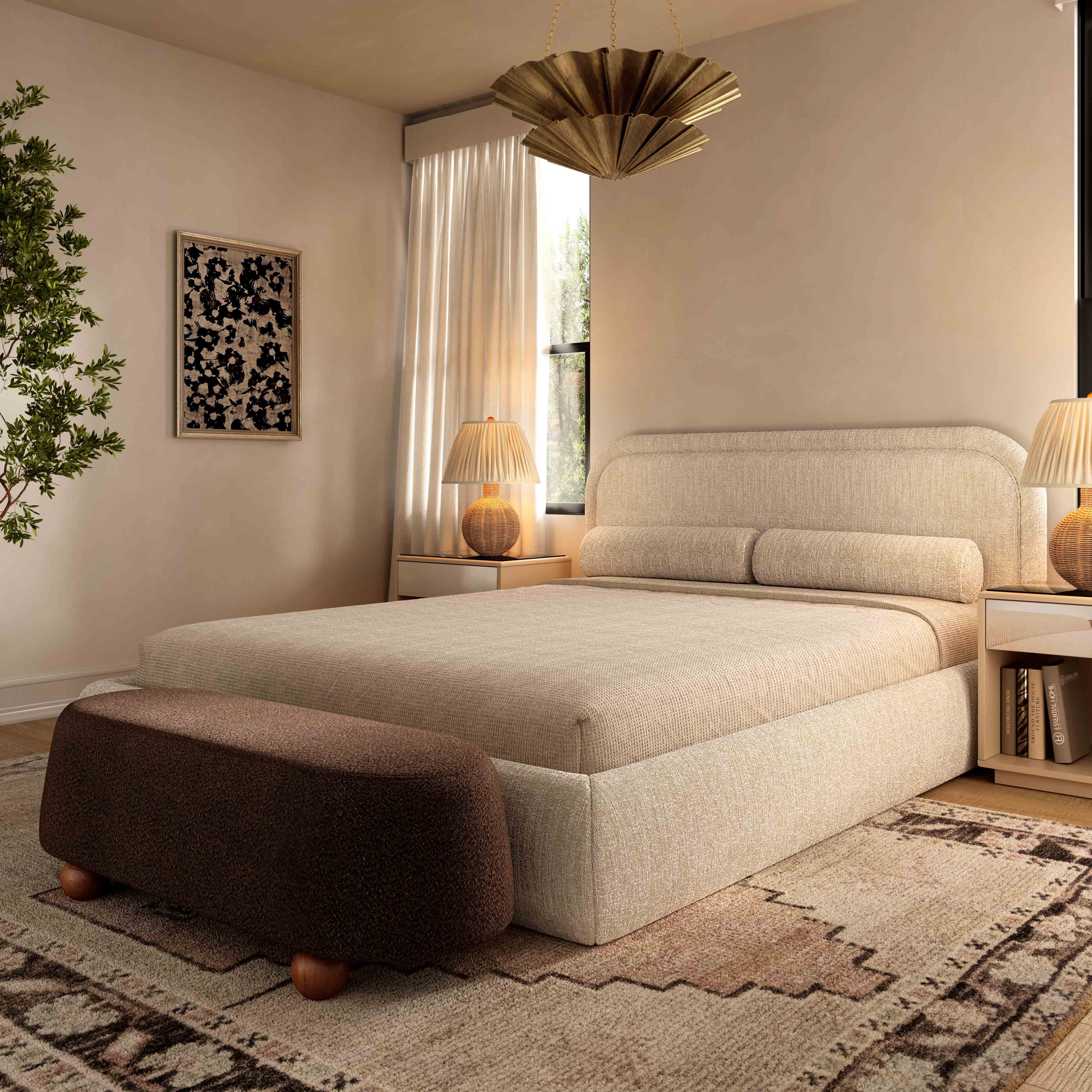 Jaine 48" Performance Boucle Large Ottoman