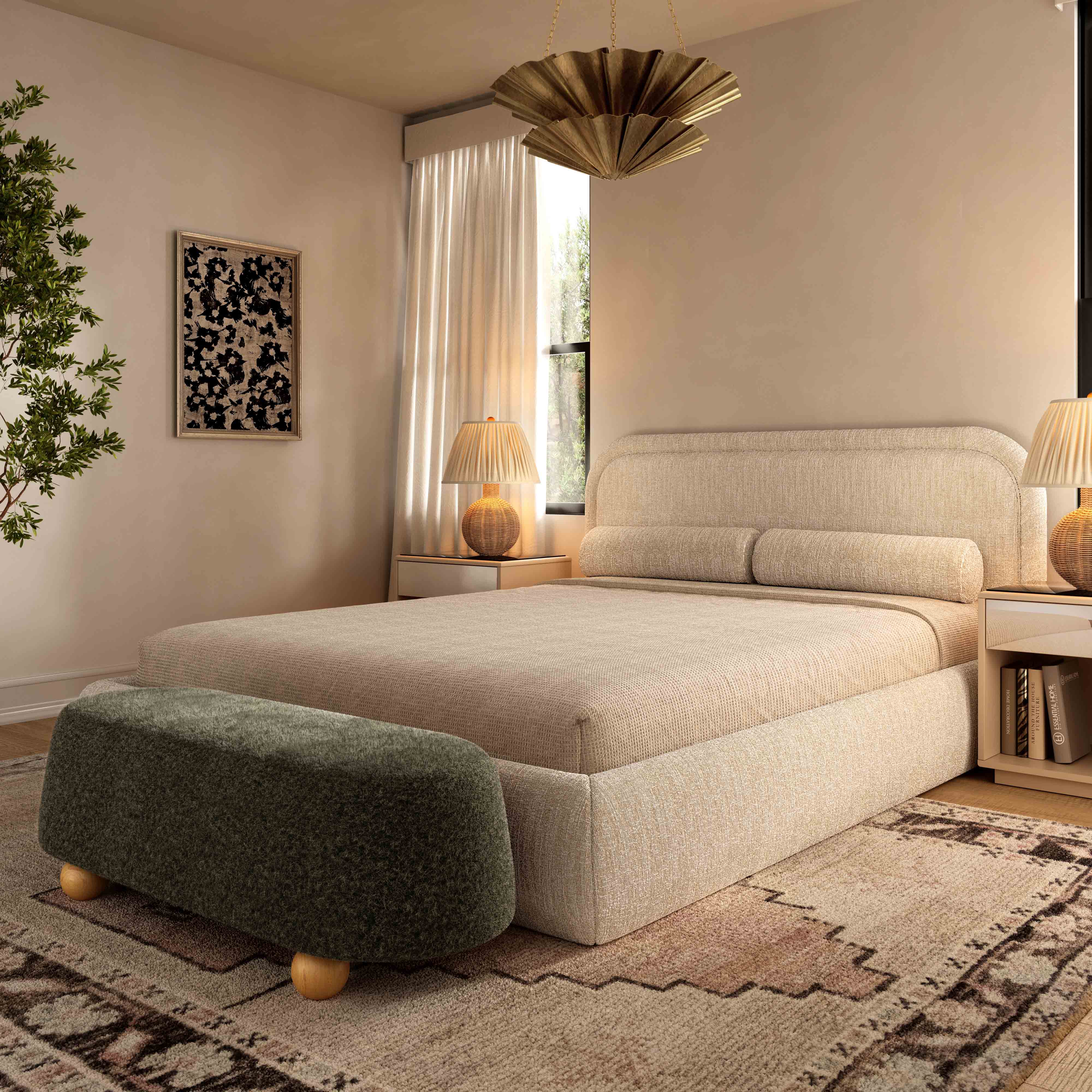 Jaine 48" Contract-Grade Faux Mohair Large Ottoman