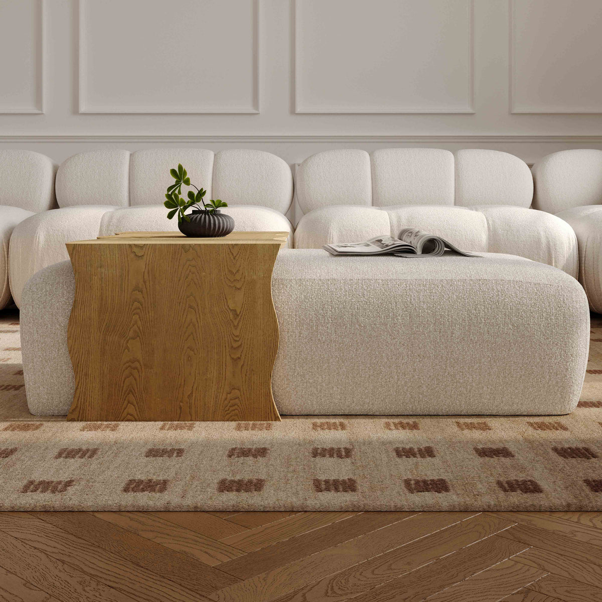 Spencer 54" Performance Basketweave Ottoman with Bridge Table