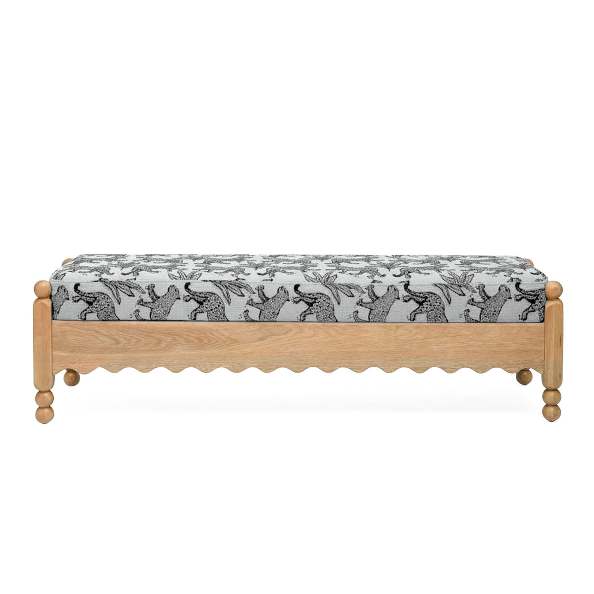 Thelma 56" Leopard Performance Jacquard Fabric Bench