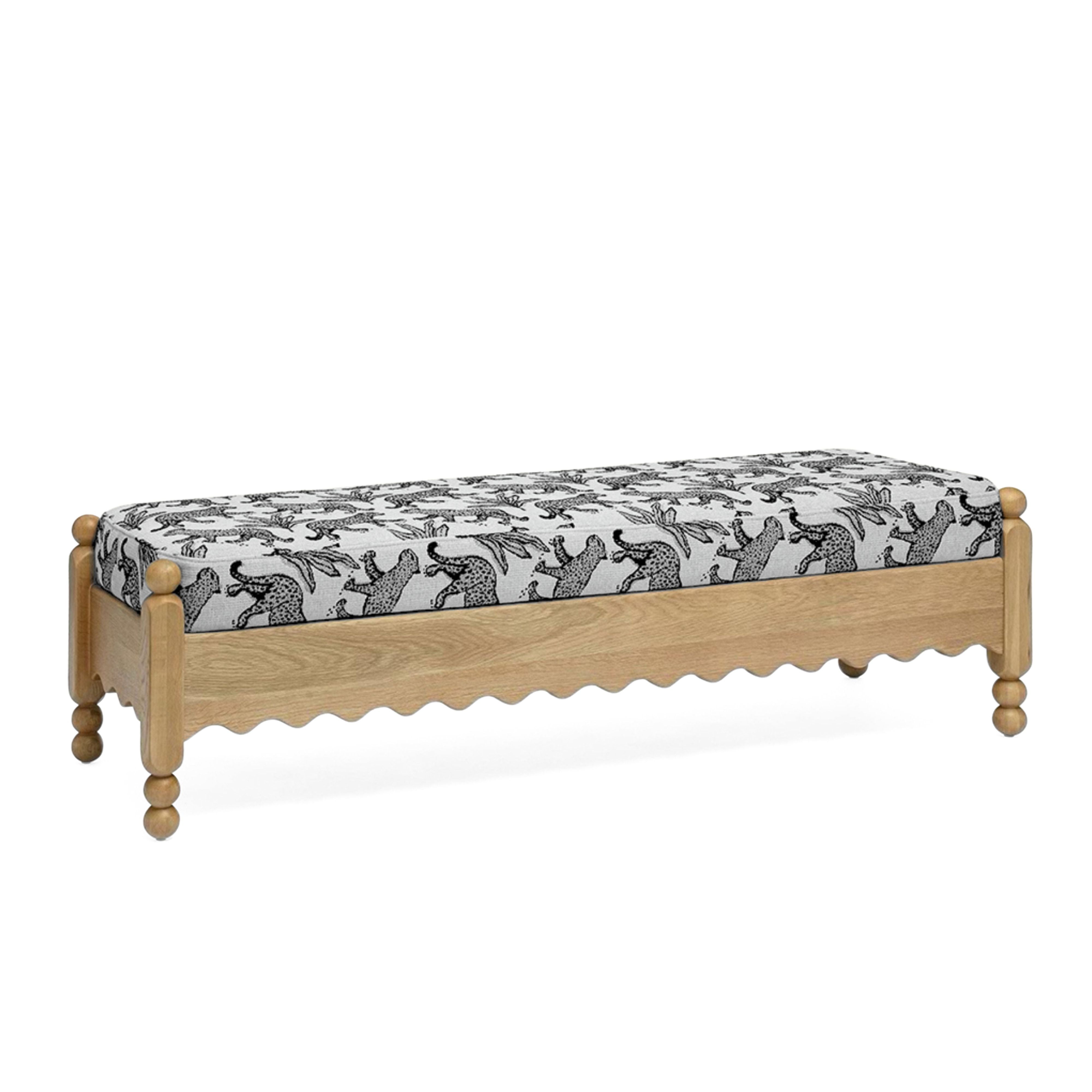 Thelma 56" Leopard Performance Jacquard Fabric Bench