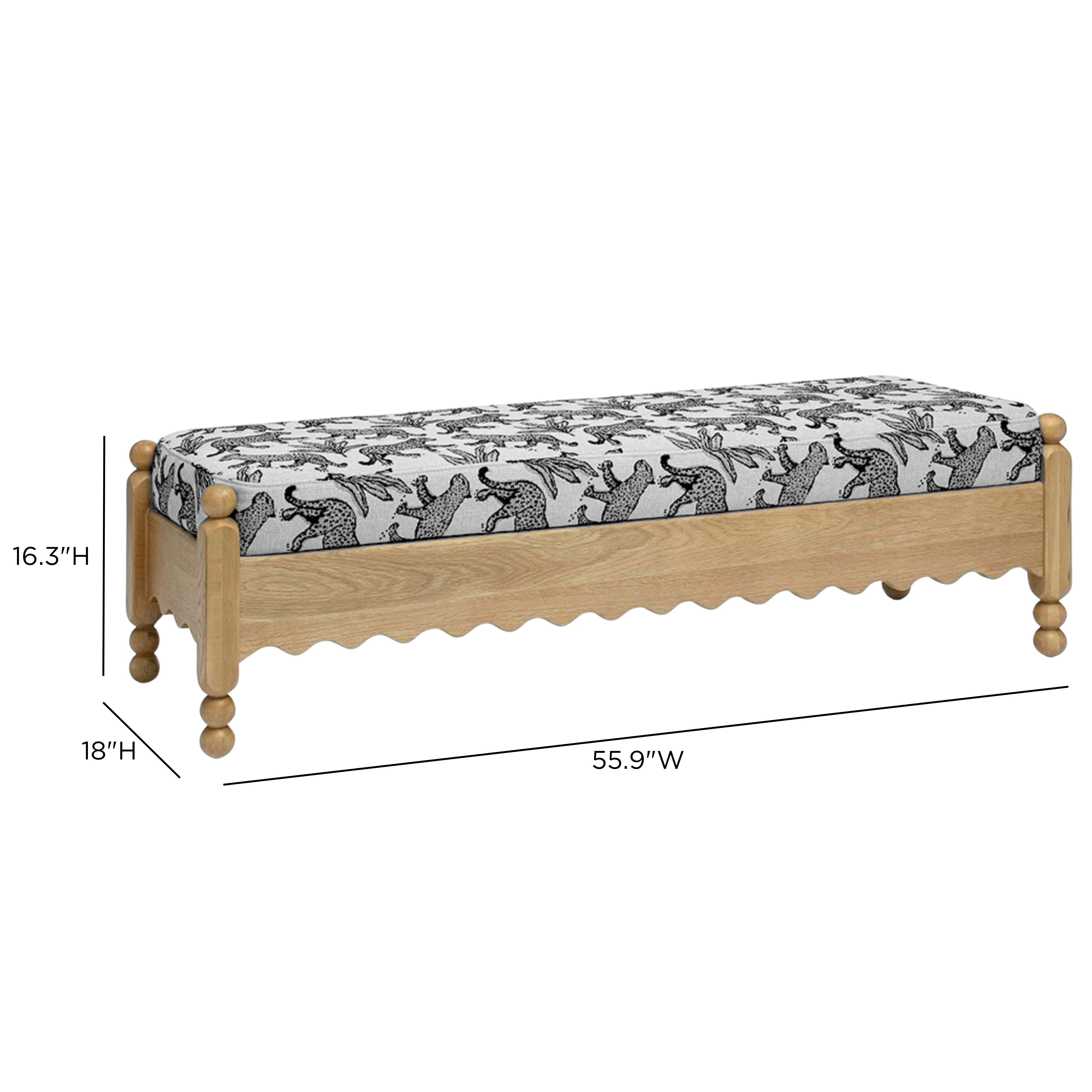Thelma 56" Leopard Performance Jacquard Fabric Bench