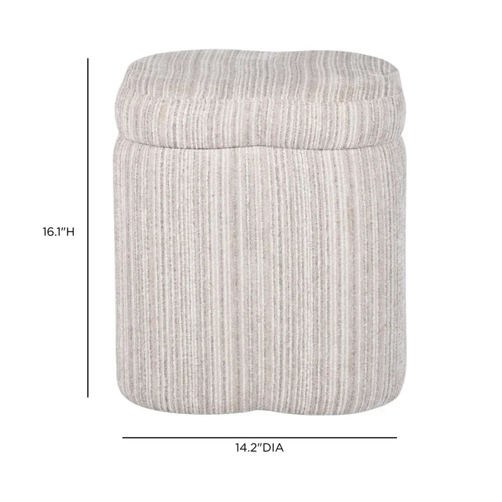 Lilou Cream Striped Jacquard Storage Accent Stool