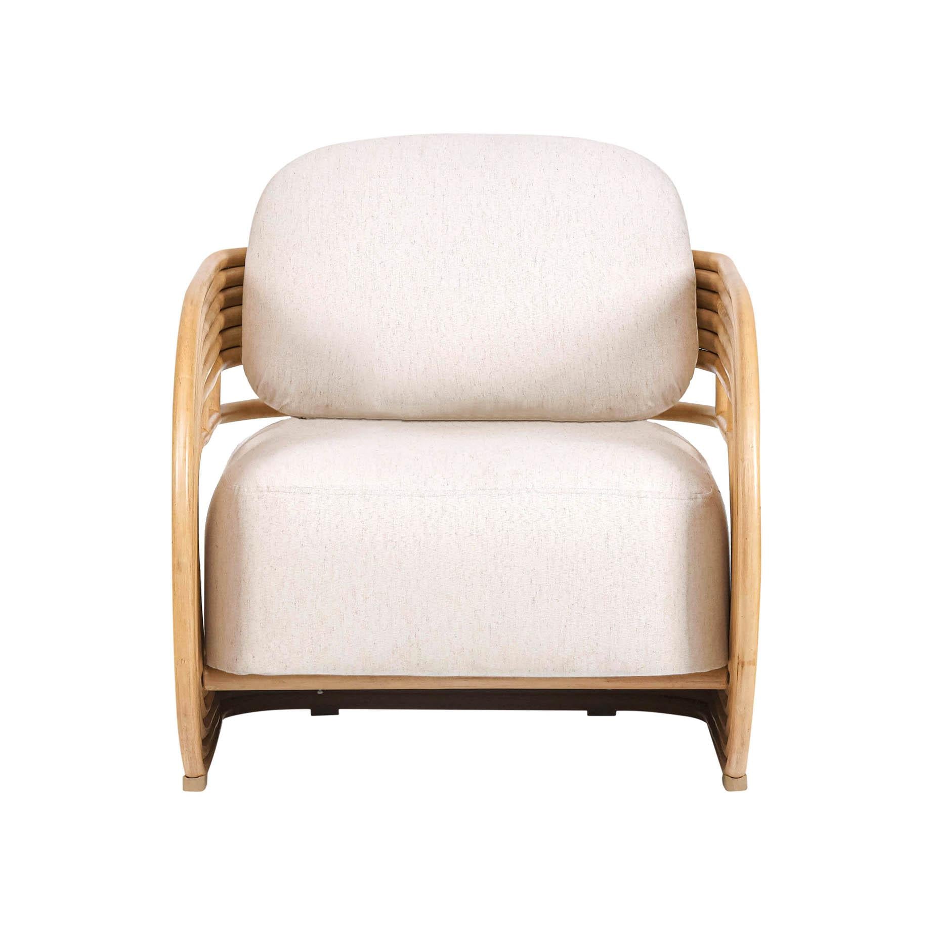 Lauretta Cream Performance Fabric and Natural Rattan Accent Chair