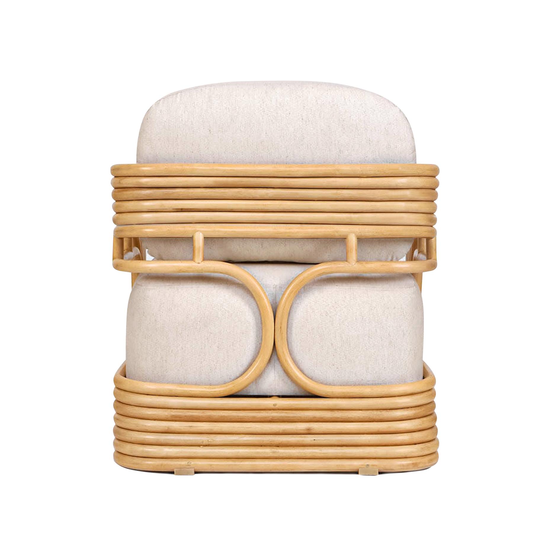 Lauretta Cream Performance Fabric and Natural Rattan Accent Chair