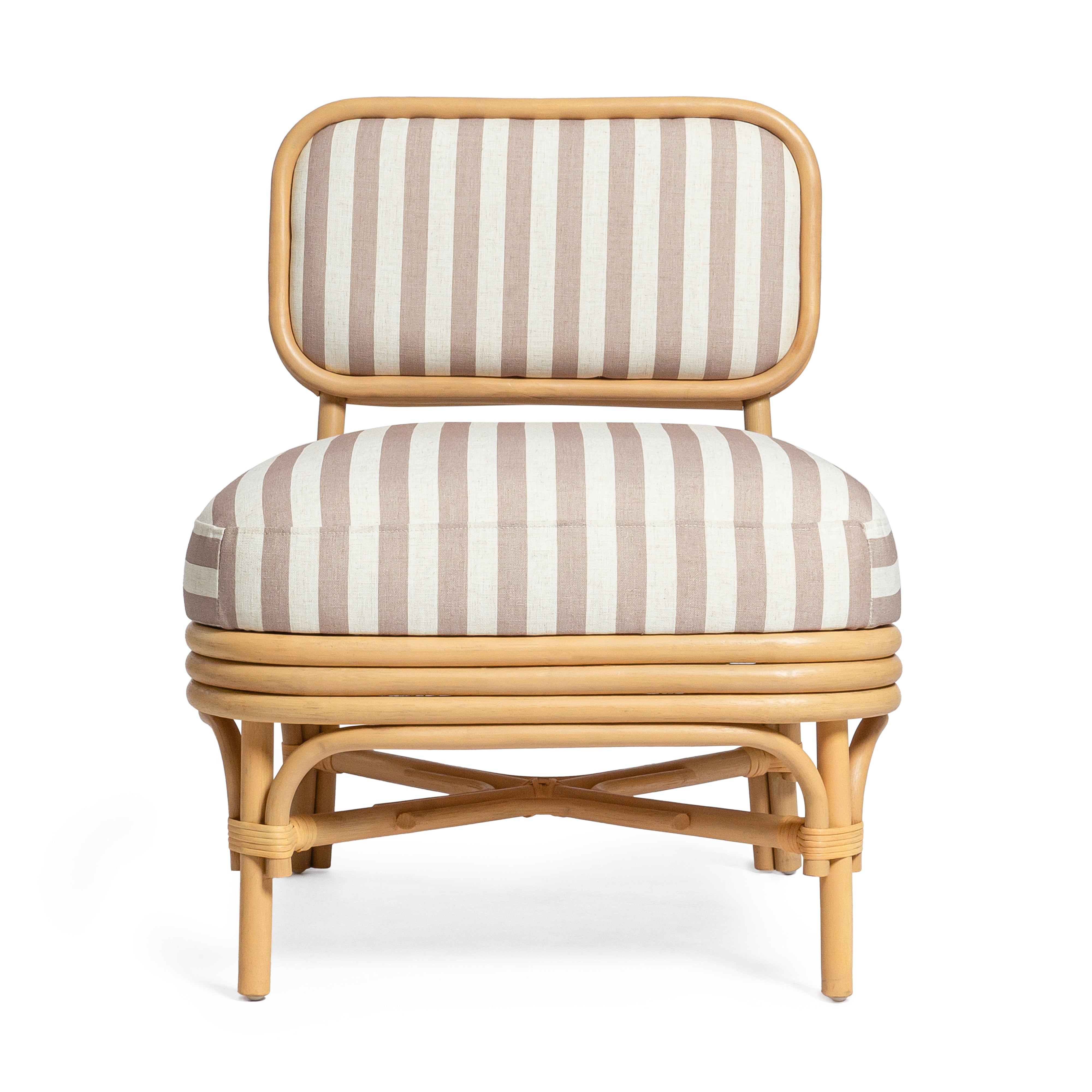 Dorine Striped Performance Linen and Rattan Accent Chair