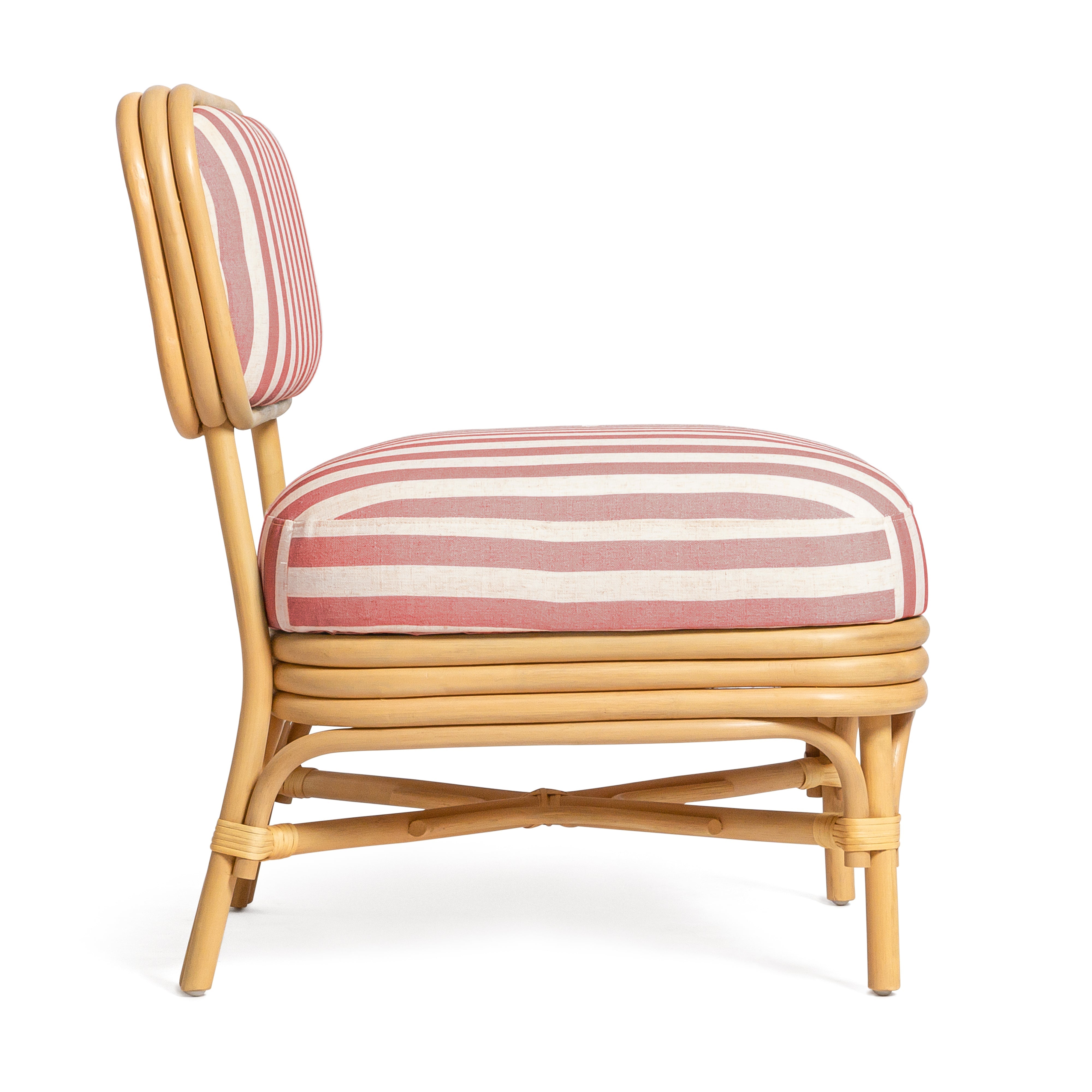 Dorine Striped Performance Linen and Rattan Accent Chair