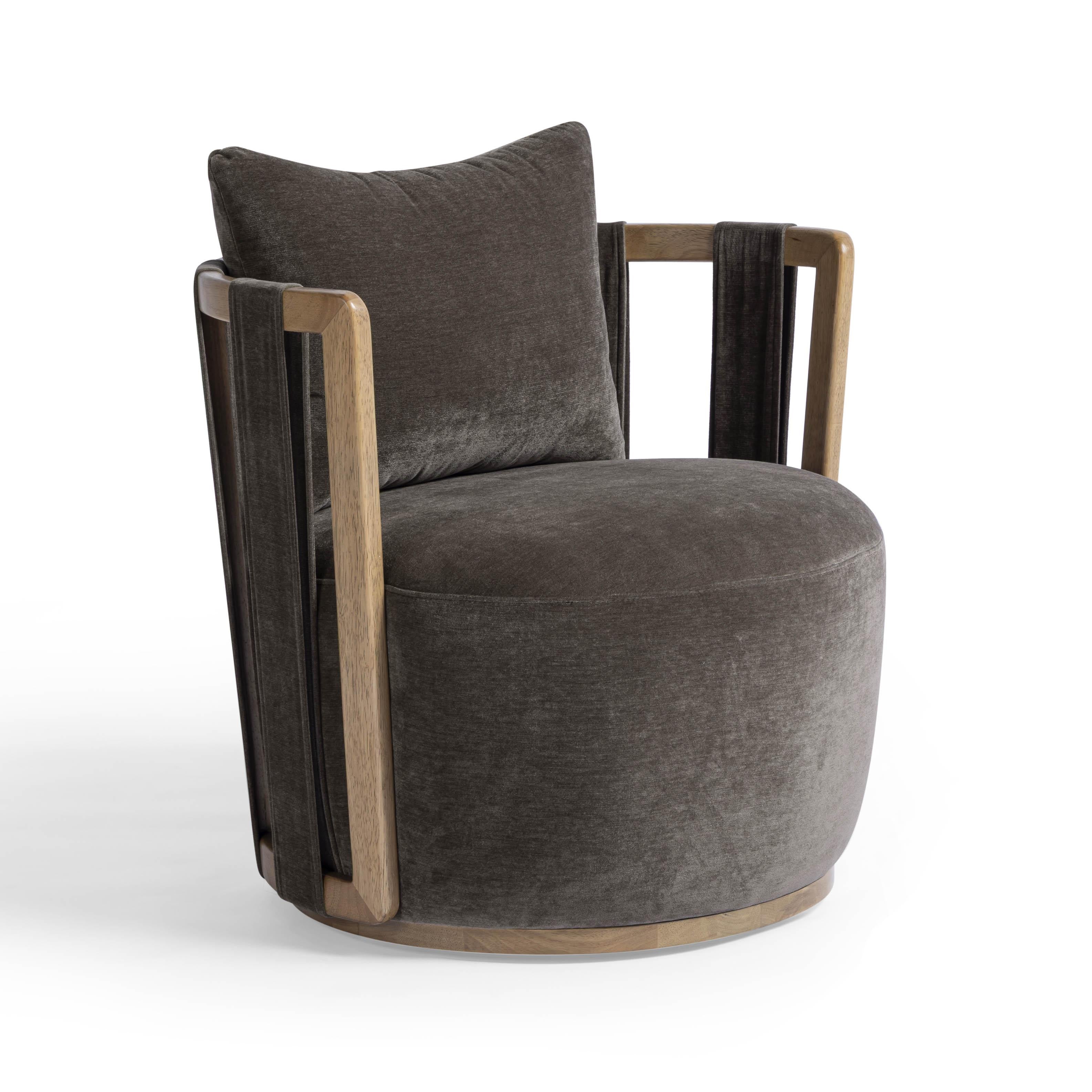 Paolo Upcycled Contract-Grade Fabric Swivel Accent Chair