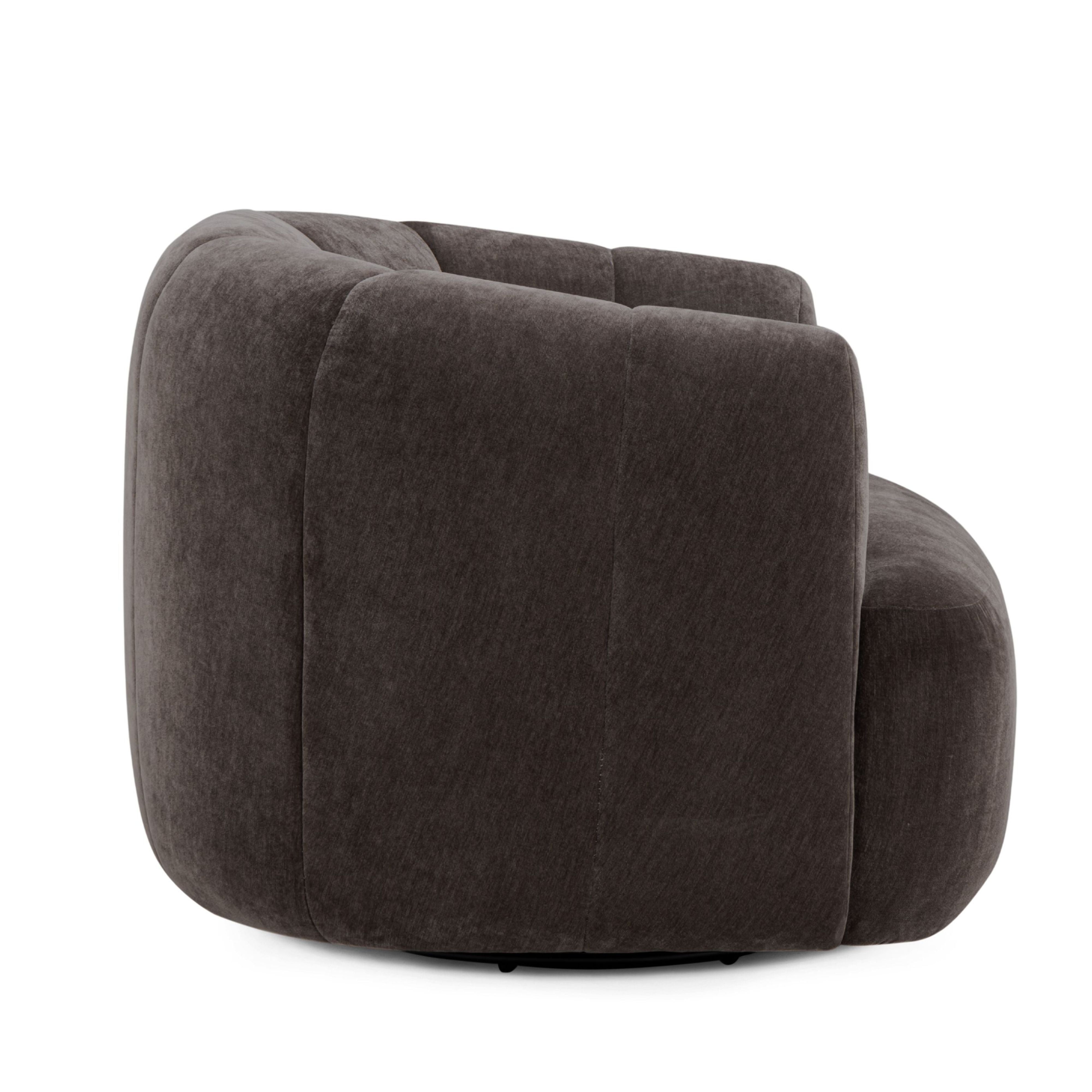 Jasmine Upcycled Contract-Grade Basketweave Fabric Swivel Accent Chair