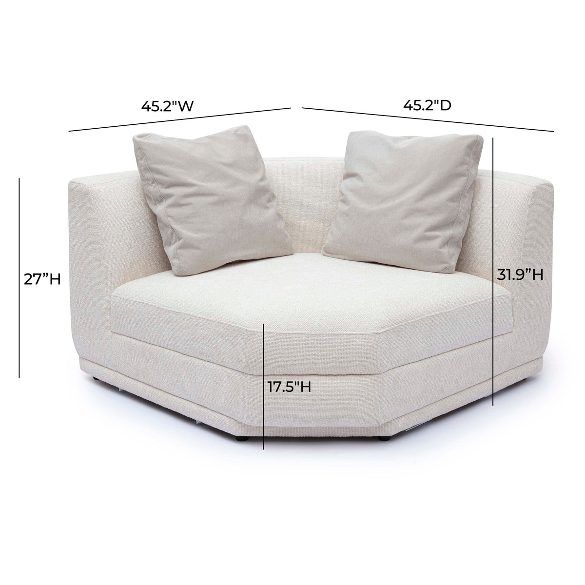 Perry Cream Performance Chenille Modular Wedge Corner Chair