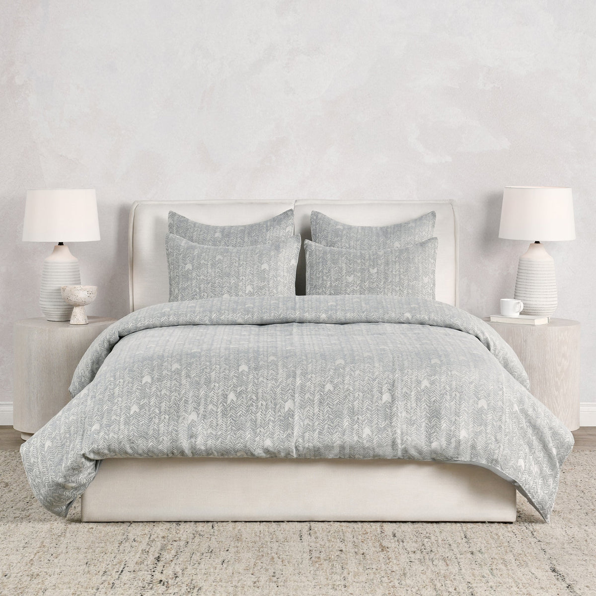 French Herringbone Storm Duvet