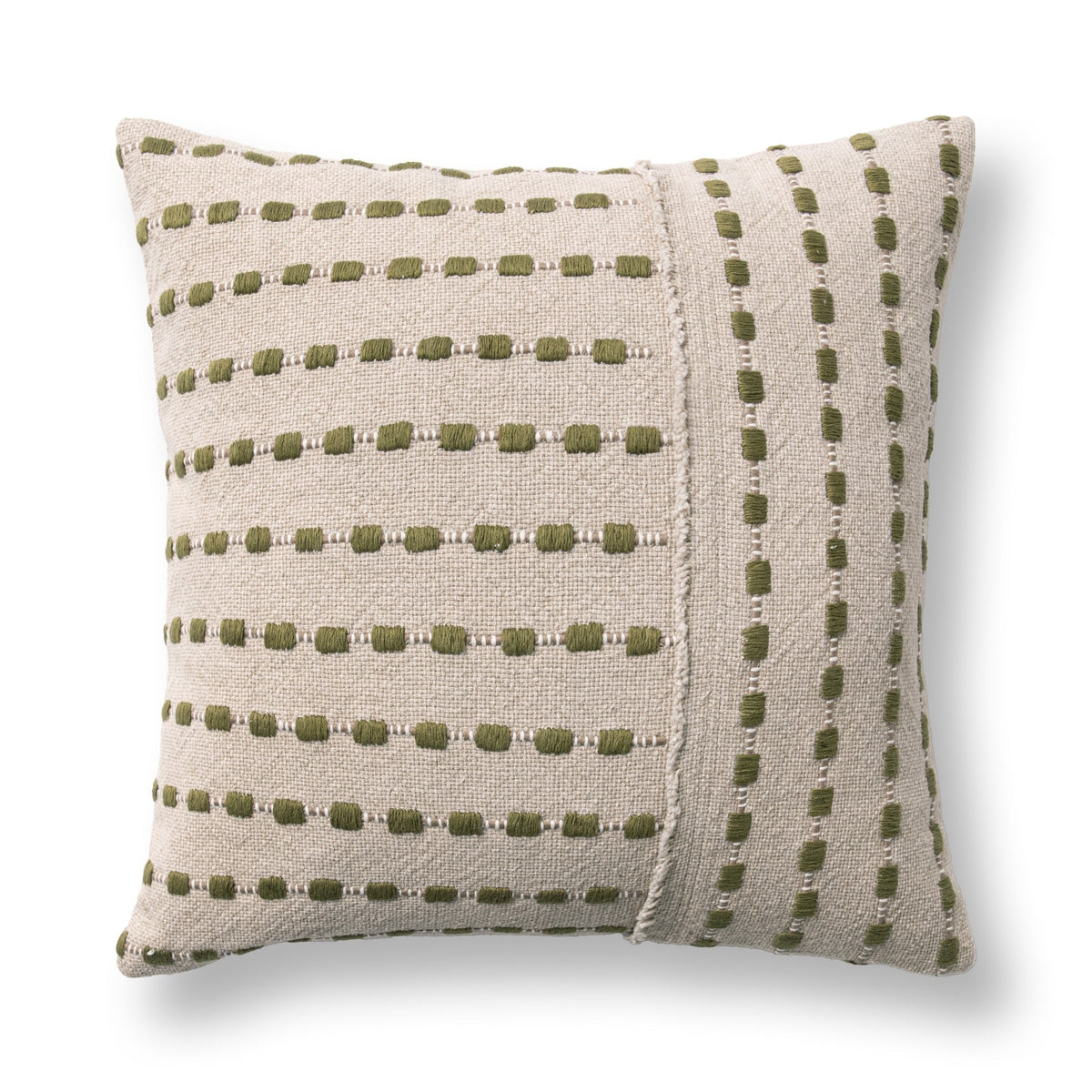 TD Katia Natural/Olive Green Pillow by Classic Home
