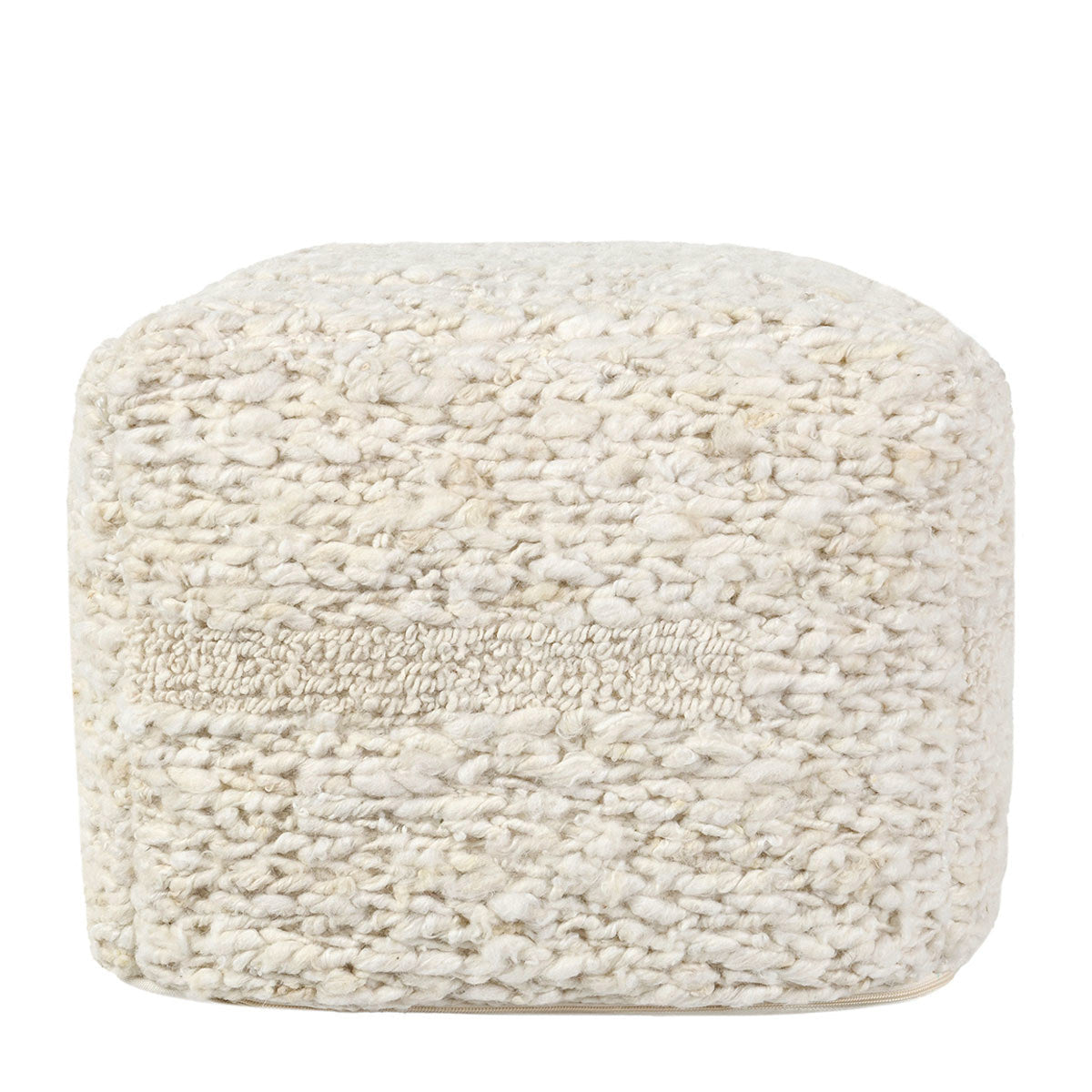 Sinclair Ivory Pouf by Classic Home