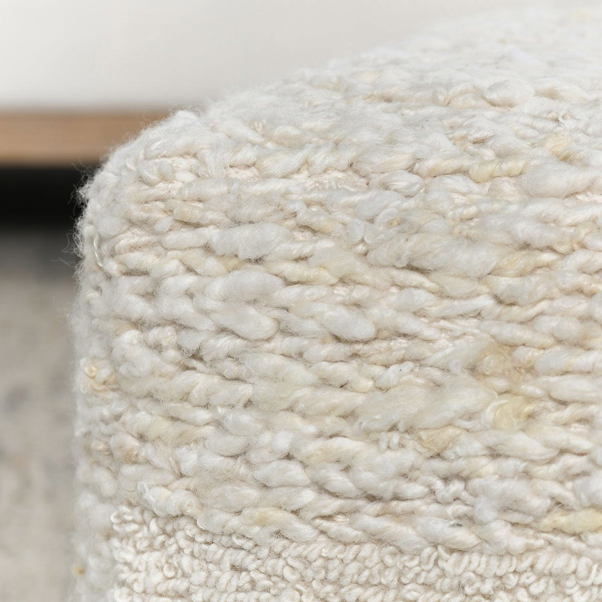 Sinclair Ivory Pouf by Classic Home