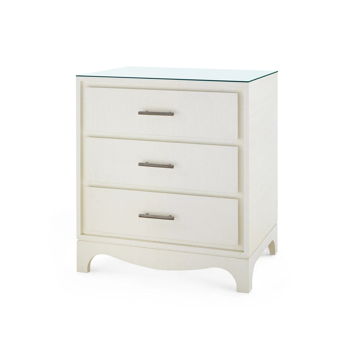 Barrett 3-Drawer Side Table with Glass Top