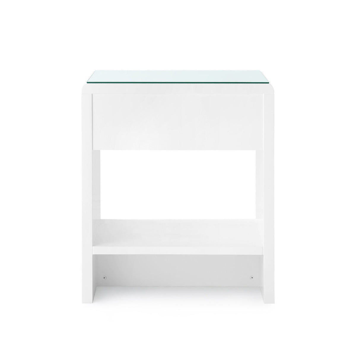 Benjamin 1-Drawer Side Table with Glass Top / White Pearl
