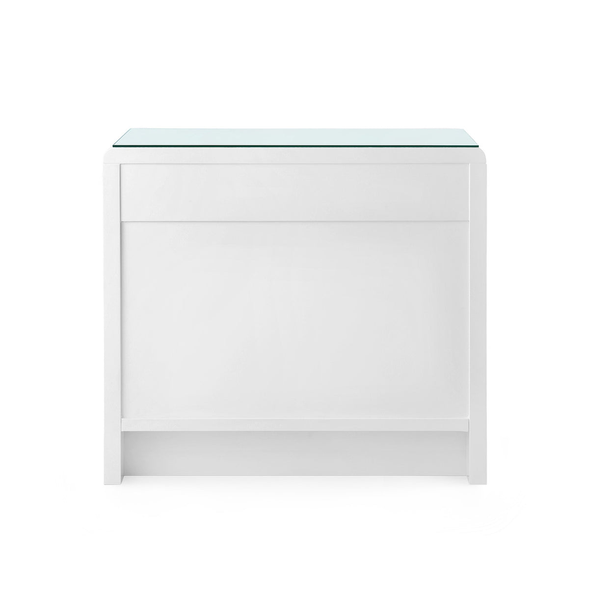 Bryant Linen 3-Drawer Side Table with Glass Top