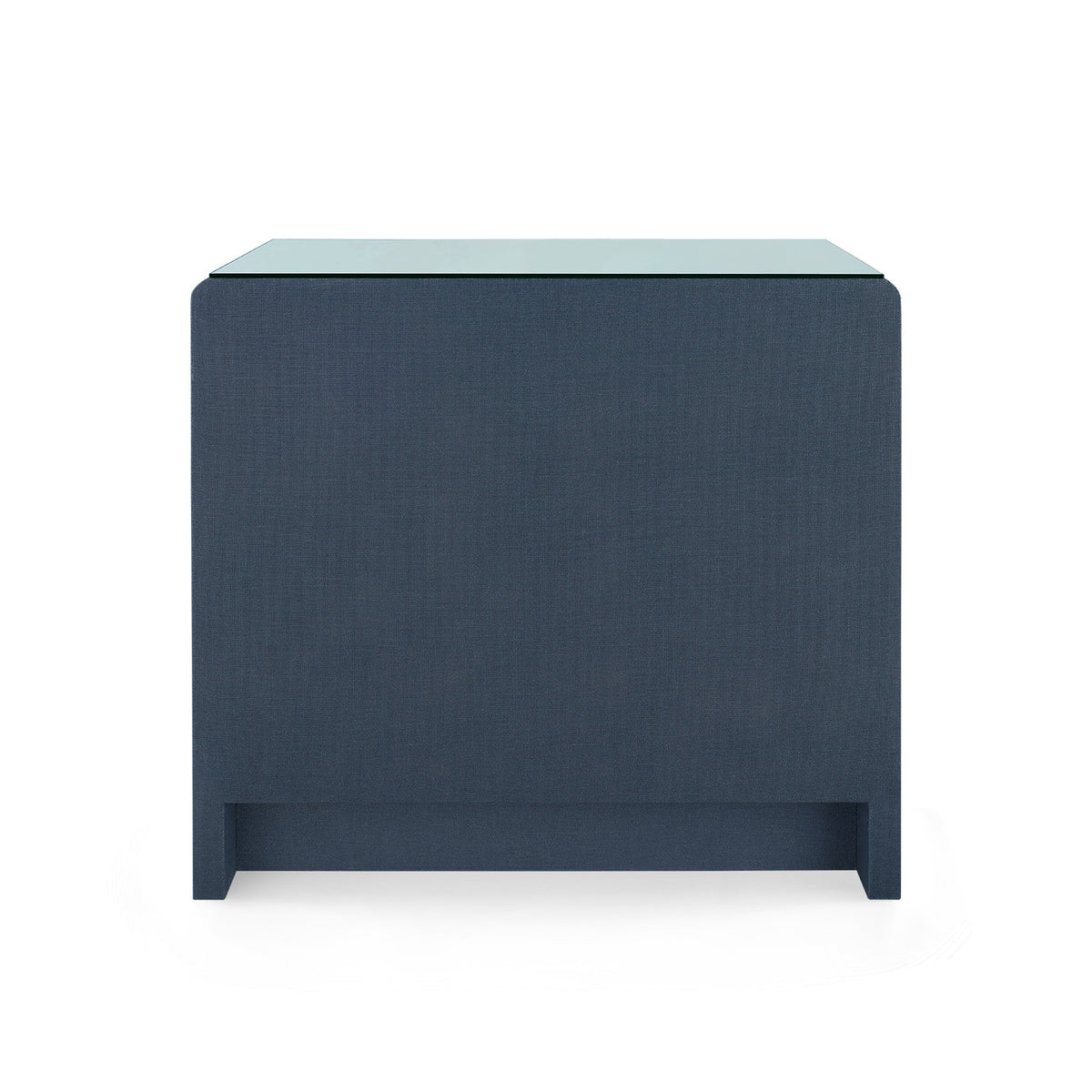 Bryant Linen 3-Drawer Side Table with Glass Top